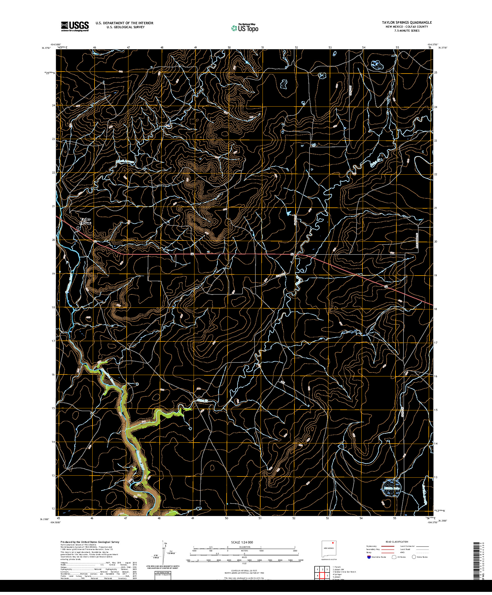 USGS US TOPO 7.5-MINUTE MAP FOR TAYLOR SPRINGS, NM 2020
