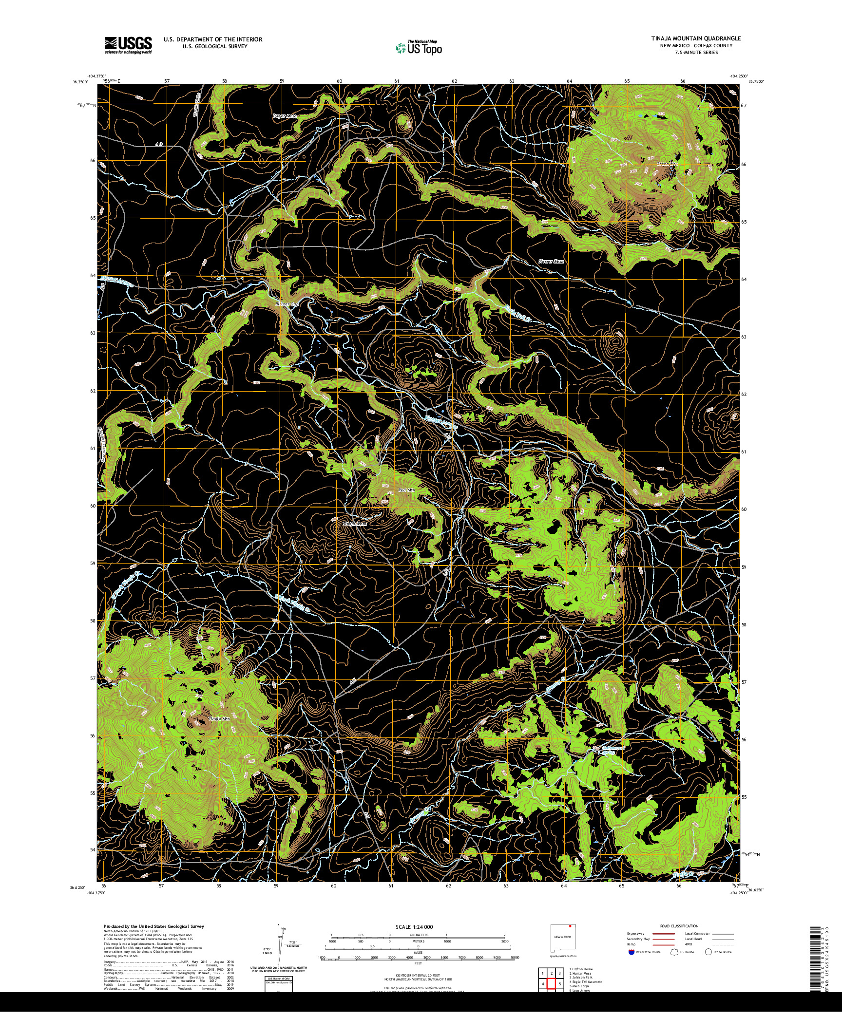 USGS US TOPO 7.5-MINUTE MAP FOR TINAJA MOUNTAIN, NM 2020