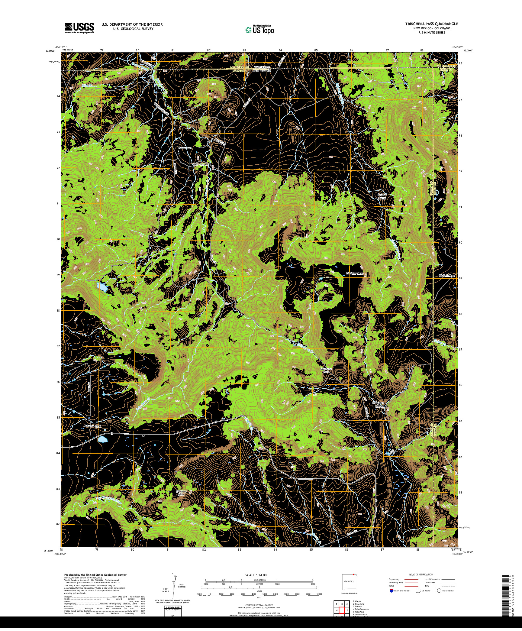 USGS US TOPO 7.5-MINUTE MAP FOR TRINCHERA PASS, NM,CO 2020