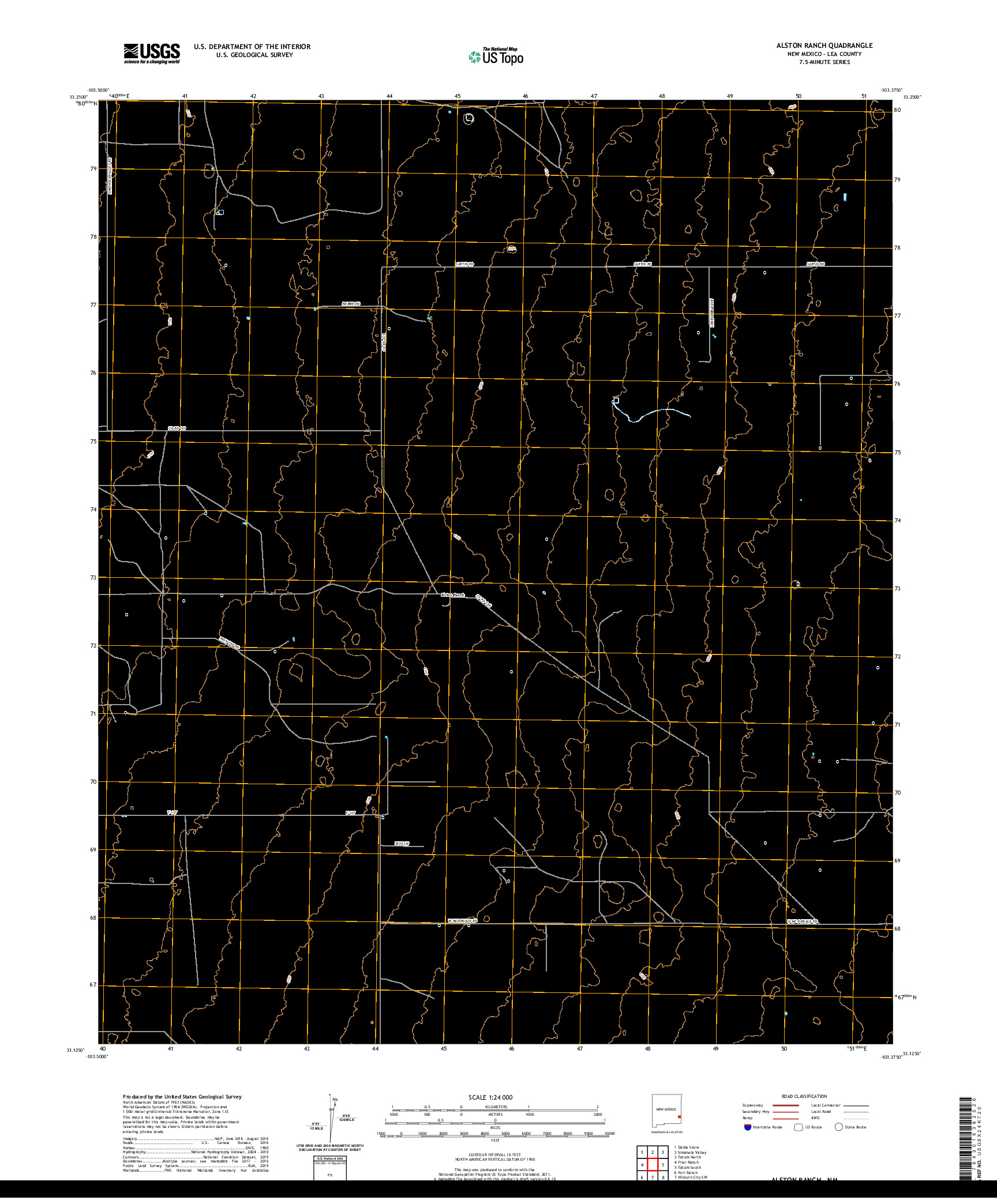 USGS US TOPO 7.5-MINUTE MAP FOR ALSTON RANCH, NM 2020