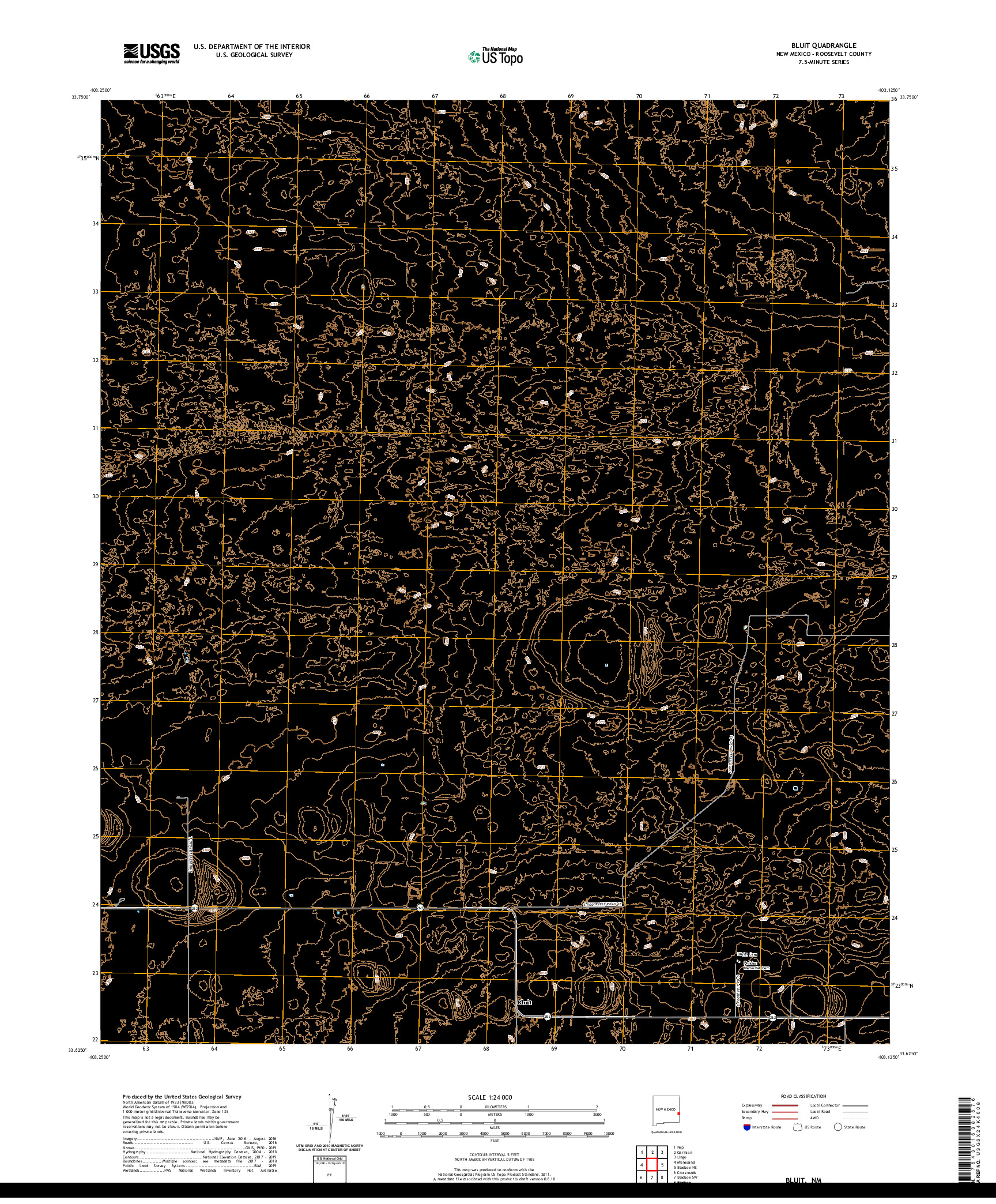 USGS US TOPO 7.5-MINUTE MAP FOR BLUIT, NM 2020