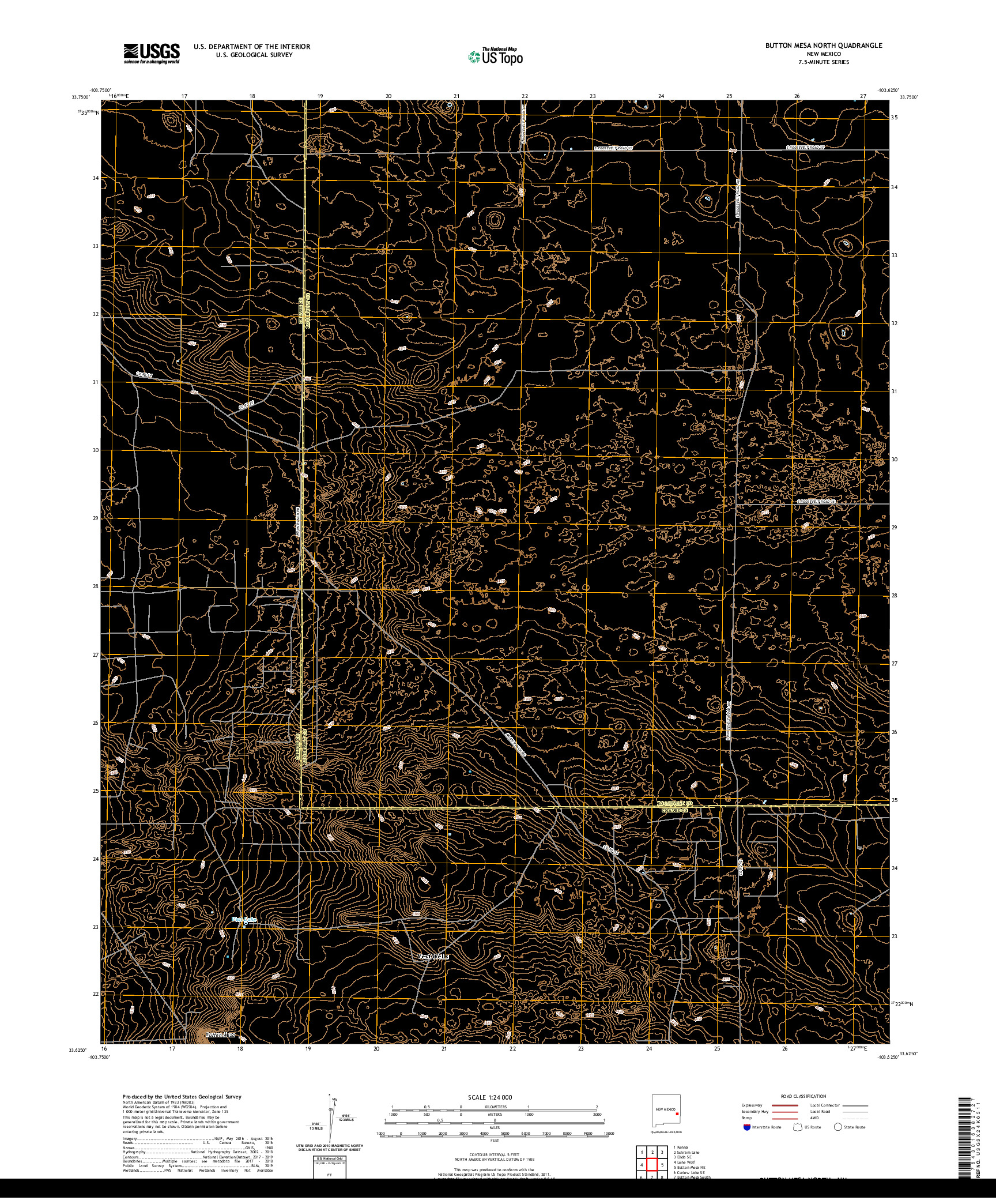 USGS US TOPO 7.5-MINUTE MAP FOR BUTTON MESA NORTH, NM 2020