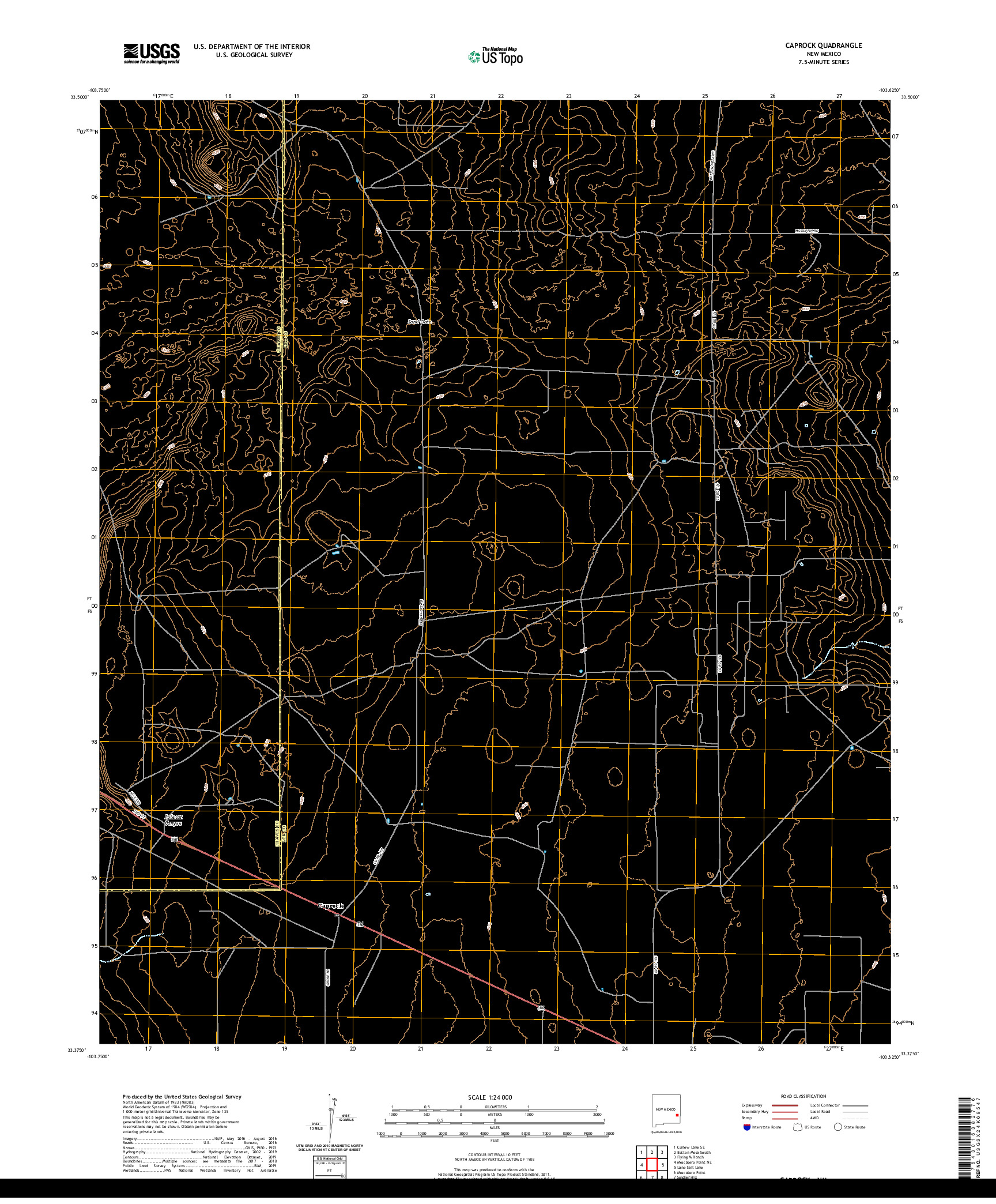 USGS US TOPO 7.5-MINUTE MAP FOR CAPROCK, NM 2020