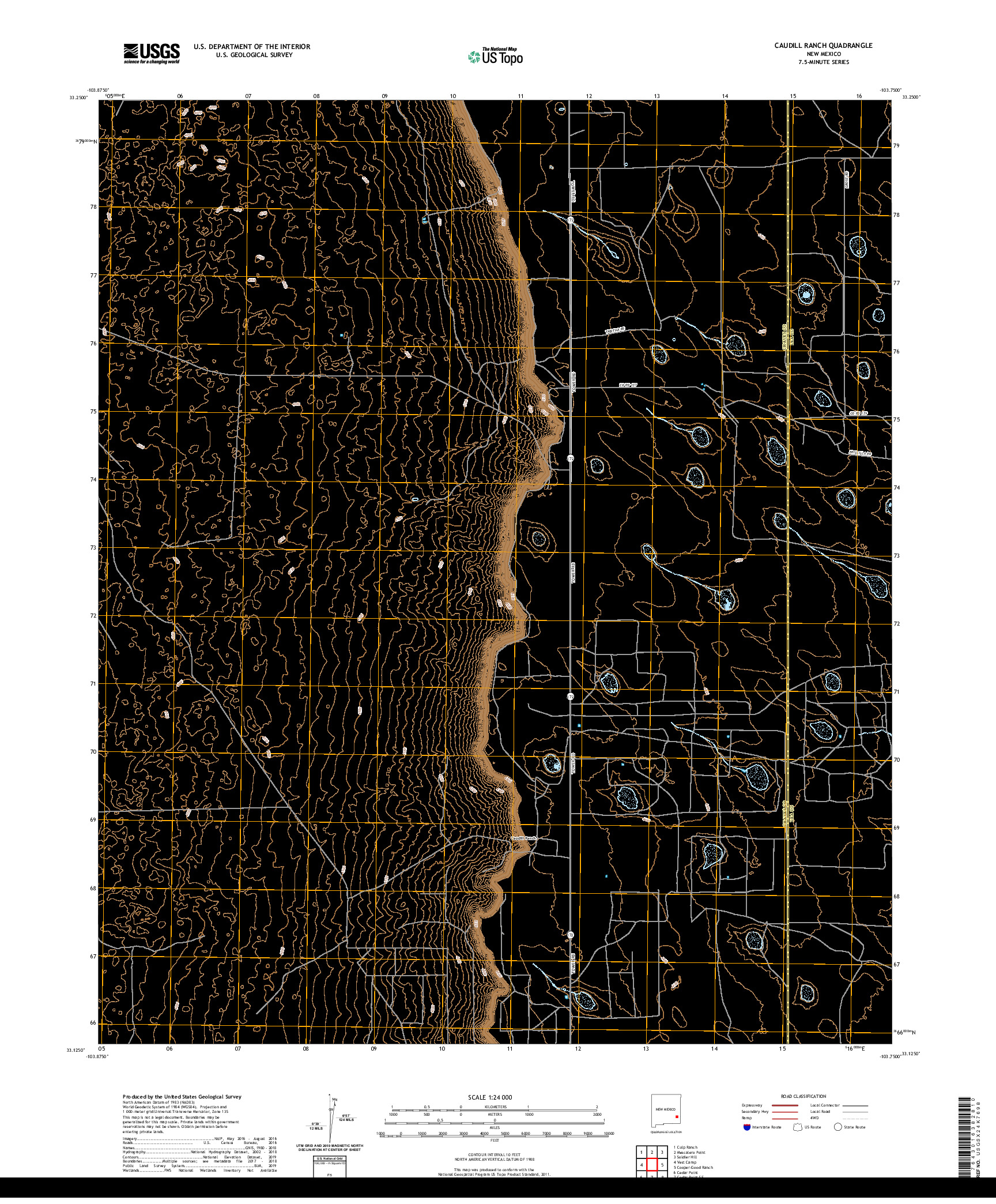 USGS US TOPO 7.5-MINUTE MAP FOR CAUDILL RANCH, NM 2020