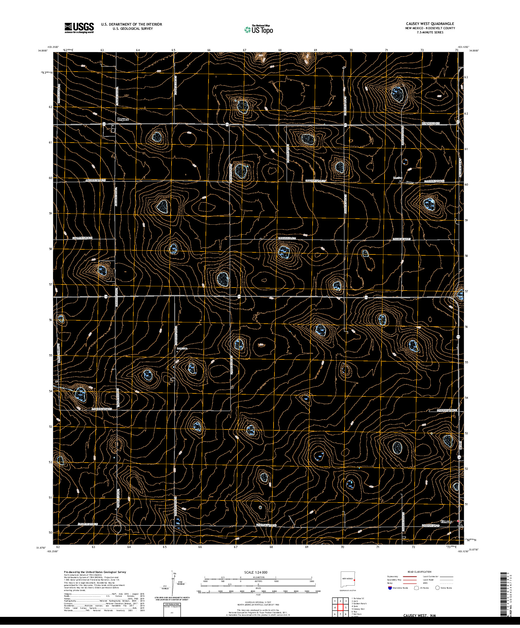 USGS US TOPO 7.5-MINUTE MAP FOR CAUSEY WEST, NM 2020