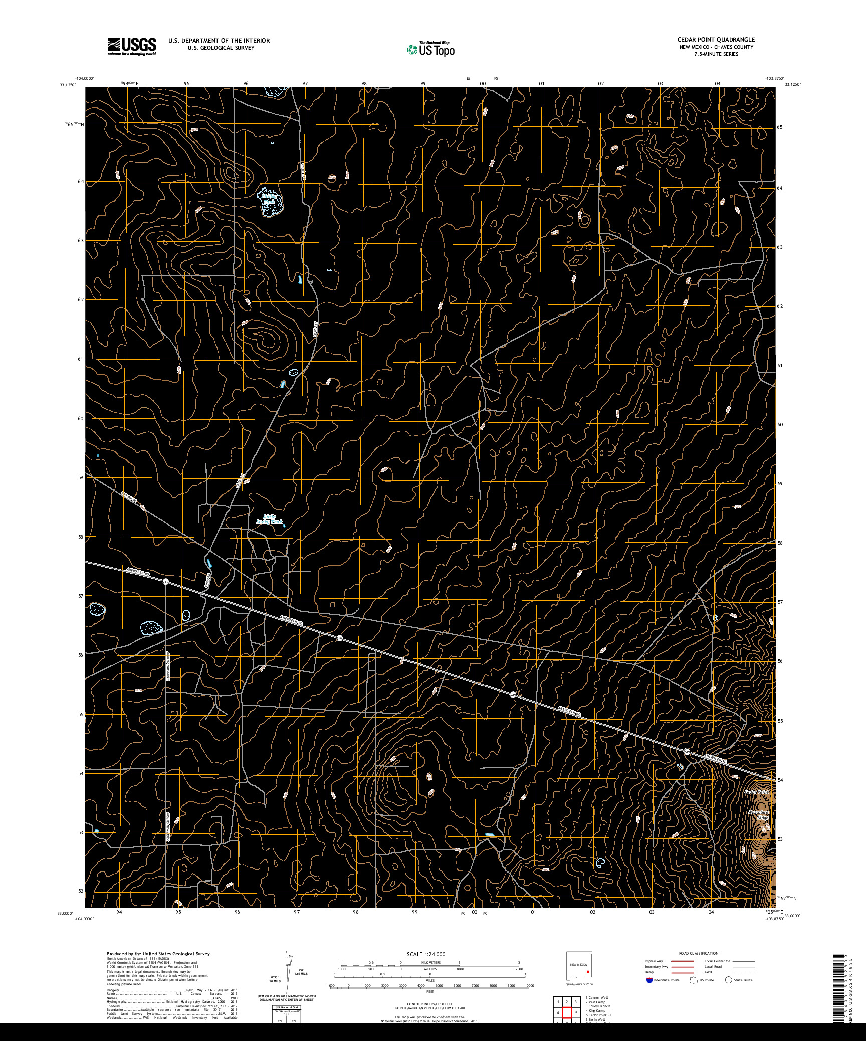 USGS US TOPO 7.5-MINUTE MAP FOR CEDAR POINT, NM 2020