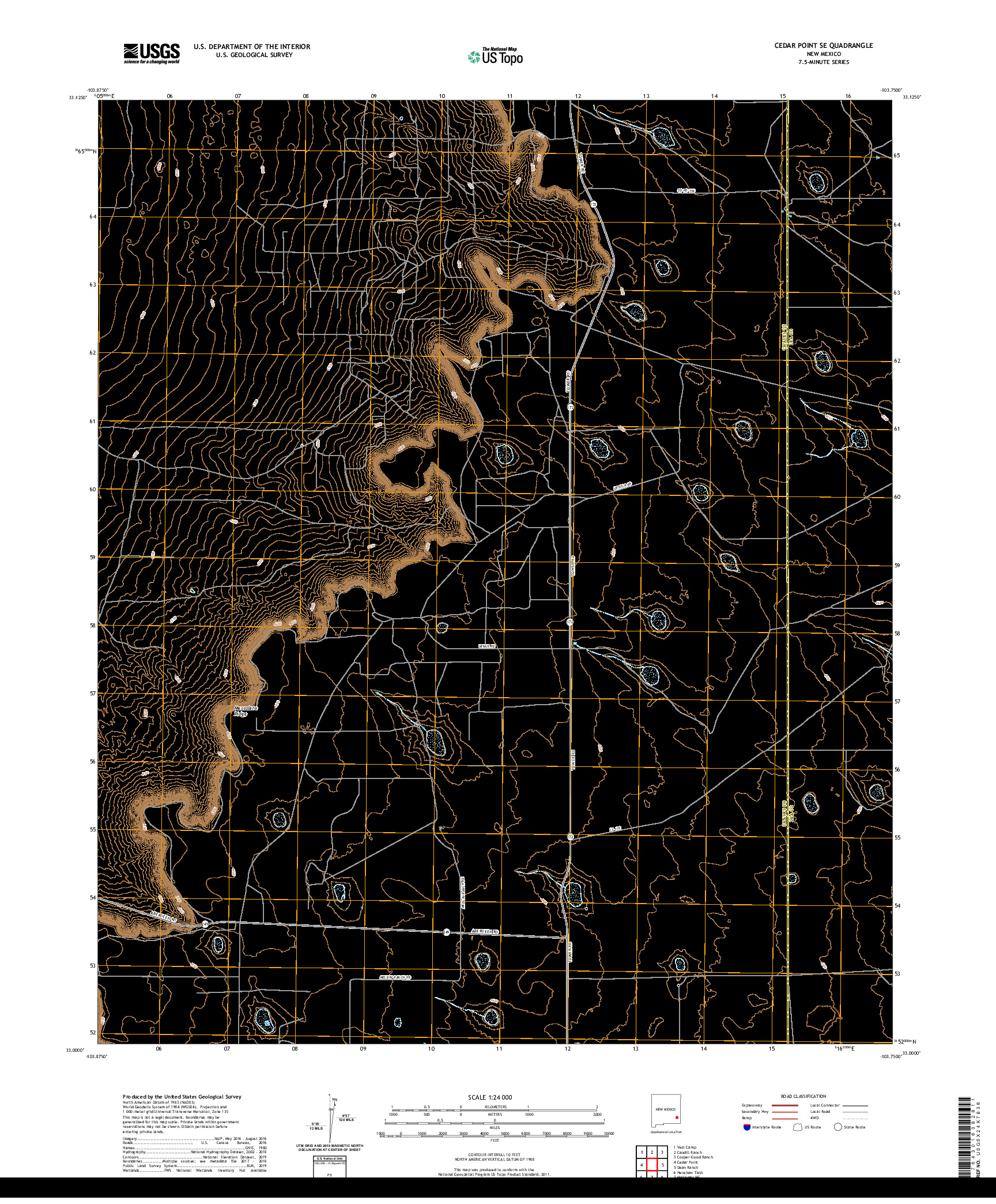 USGS US TOPO 7.5-MINUTE MAP FOR CEDAR POINT SE, NM 2020