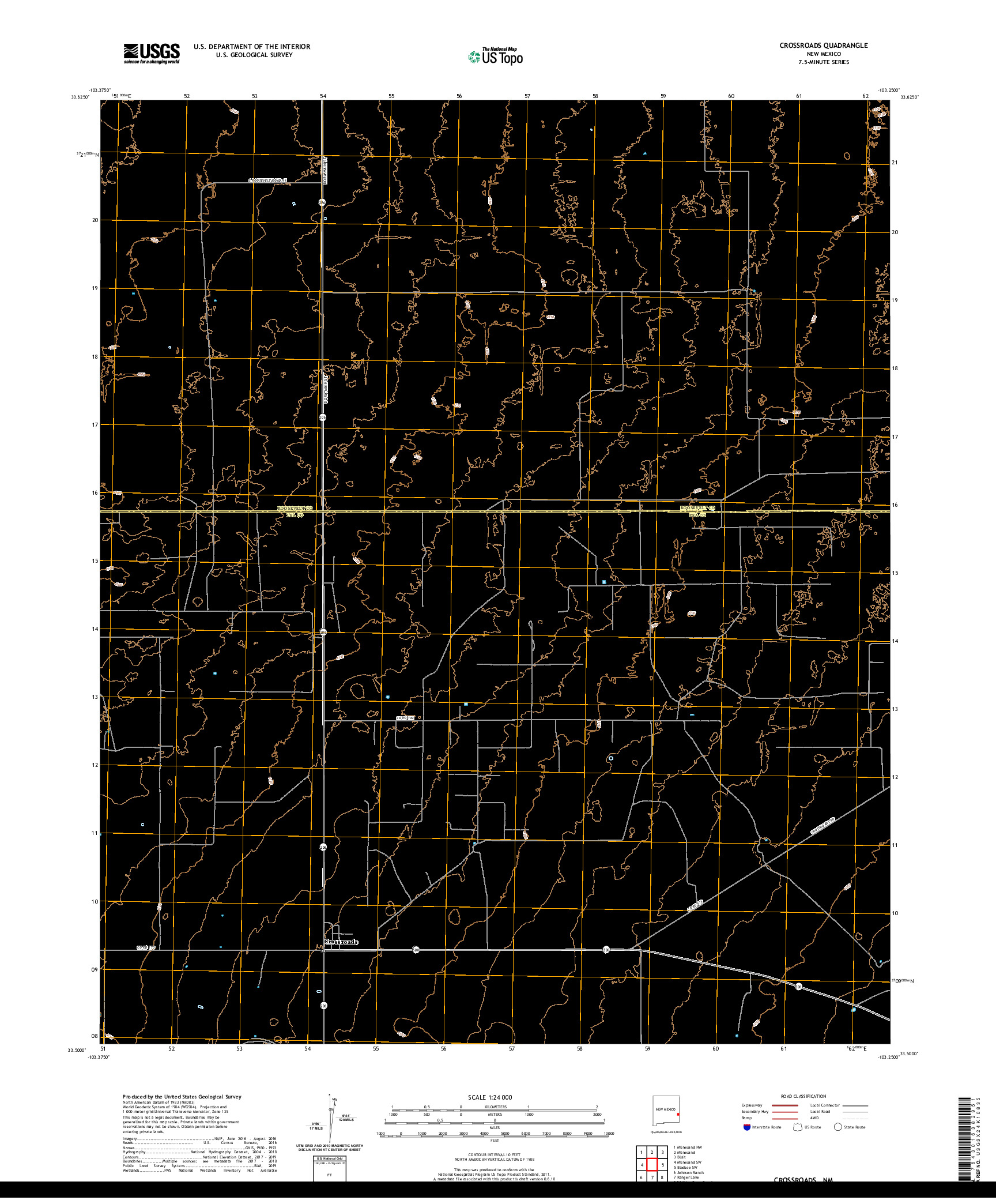 USGS US TOPO 7.5-MINUTE MAP FOR CROSSROADS, NM 2020