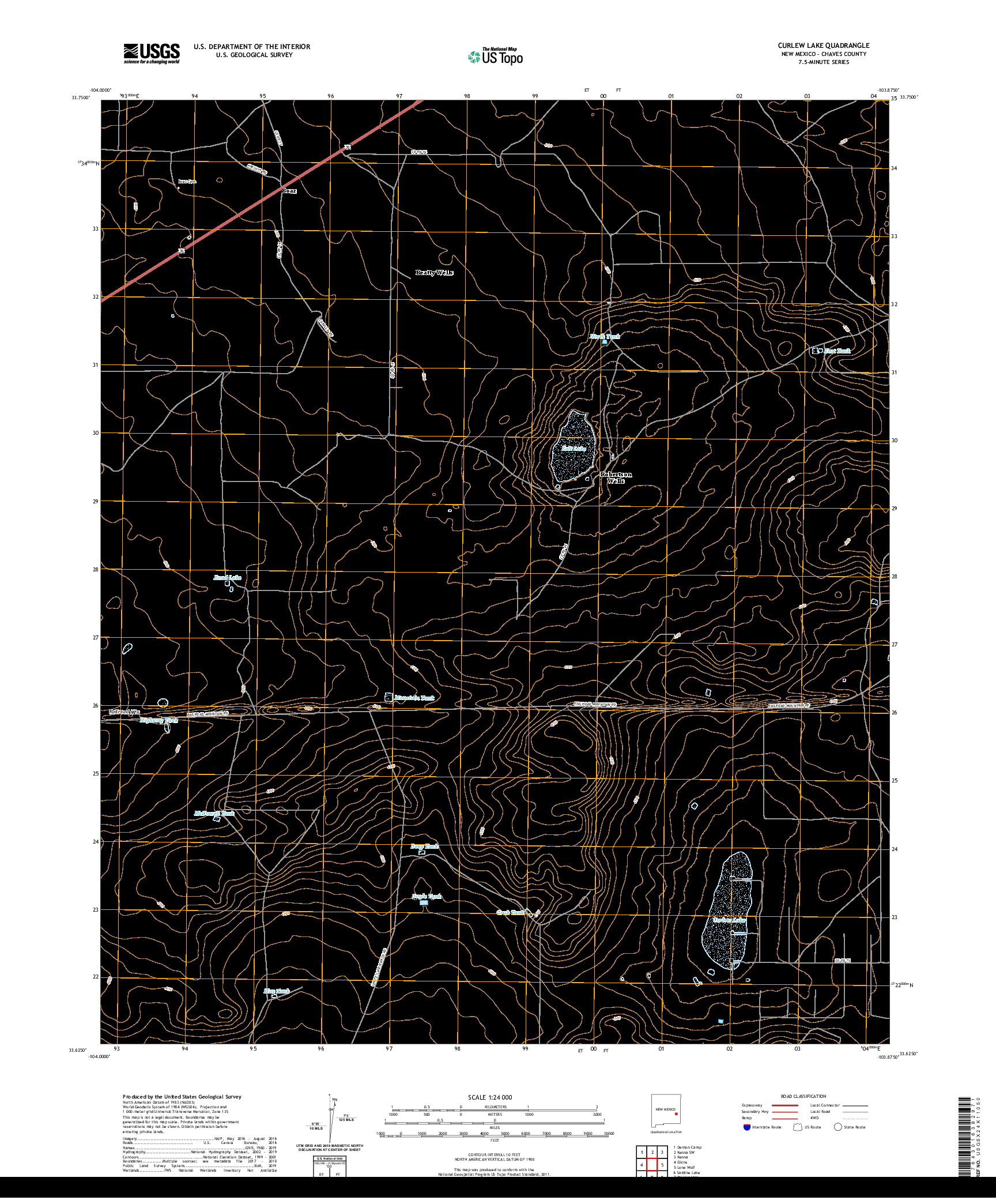 USGS US TOPO 7.5-MINUTE MAP FOR CURLEW LAKE, NM 2020