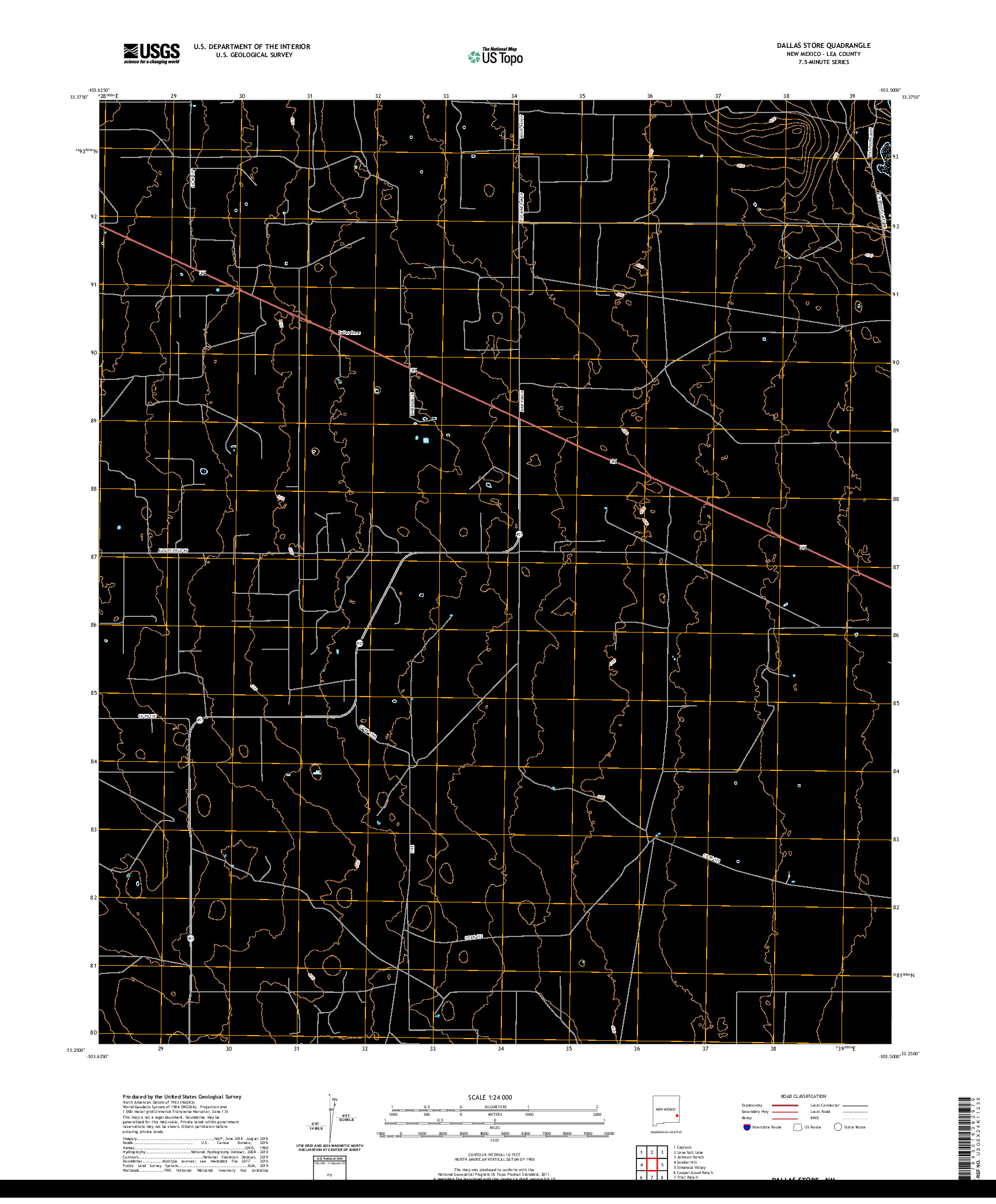 USGS US TOPO 7.5-MINUTE MAP FOR DALLAS STORE, NM 2020