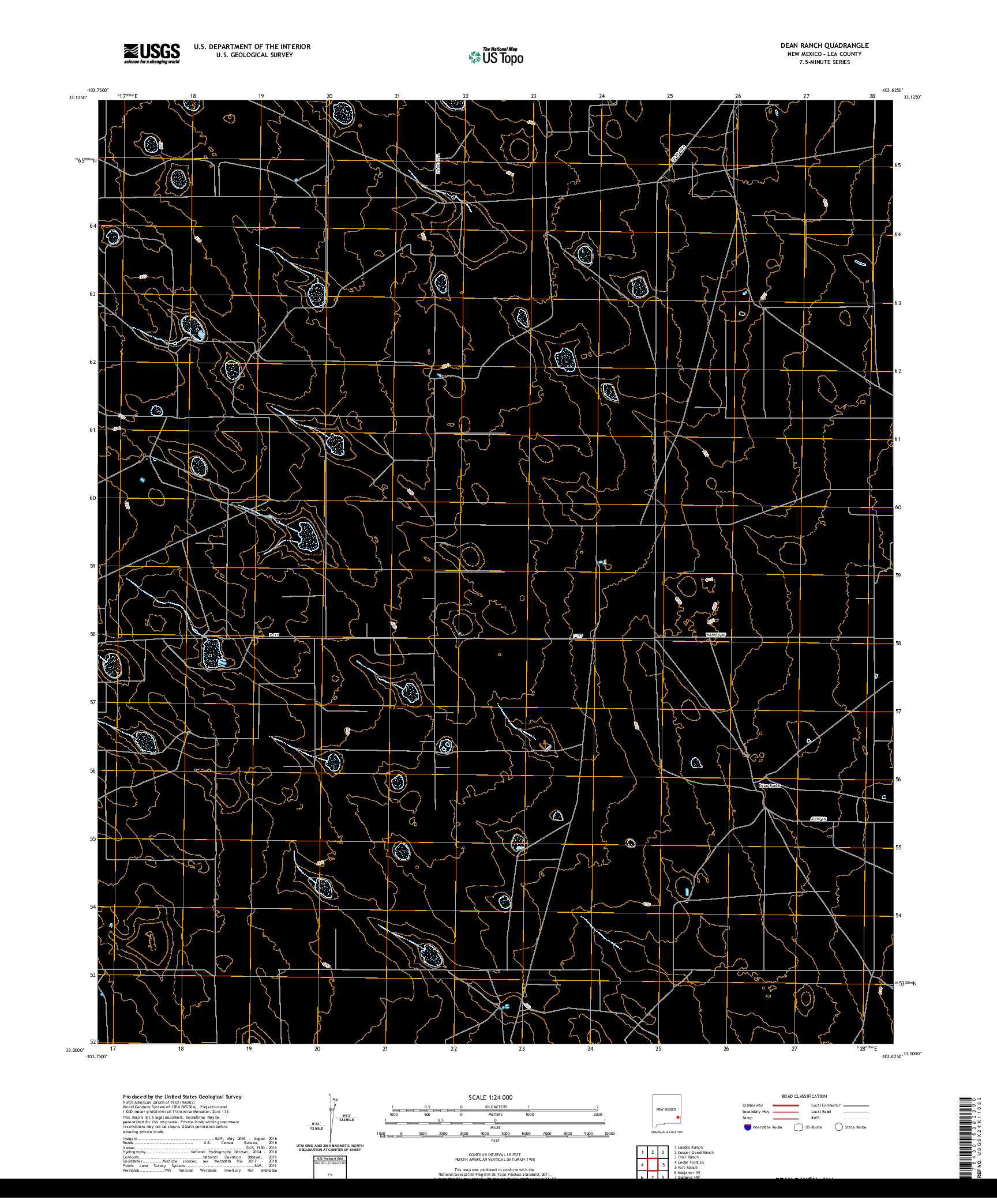 USGS US TOPO 7.5-MINUTE MAP FOR DEAN RANCH, NM 2020