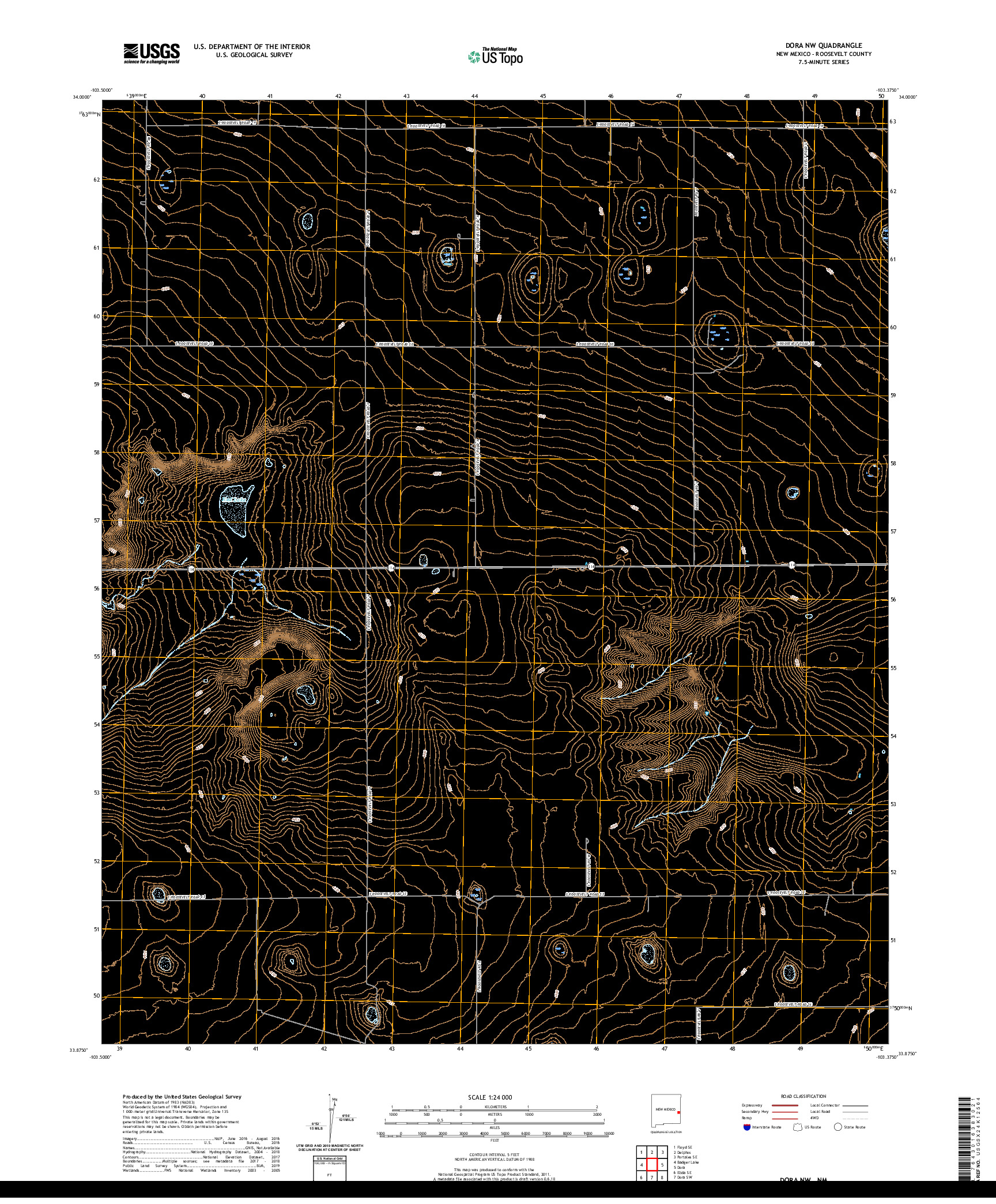 USGS US TOPO 7.5-MINUTE MAP FOR DORA NW, NM 2020