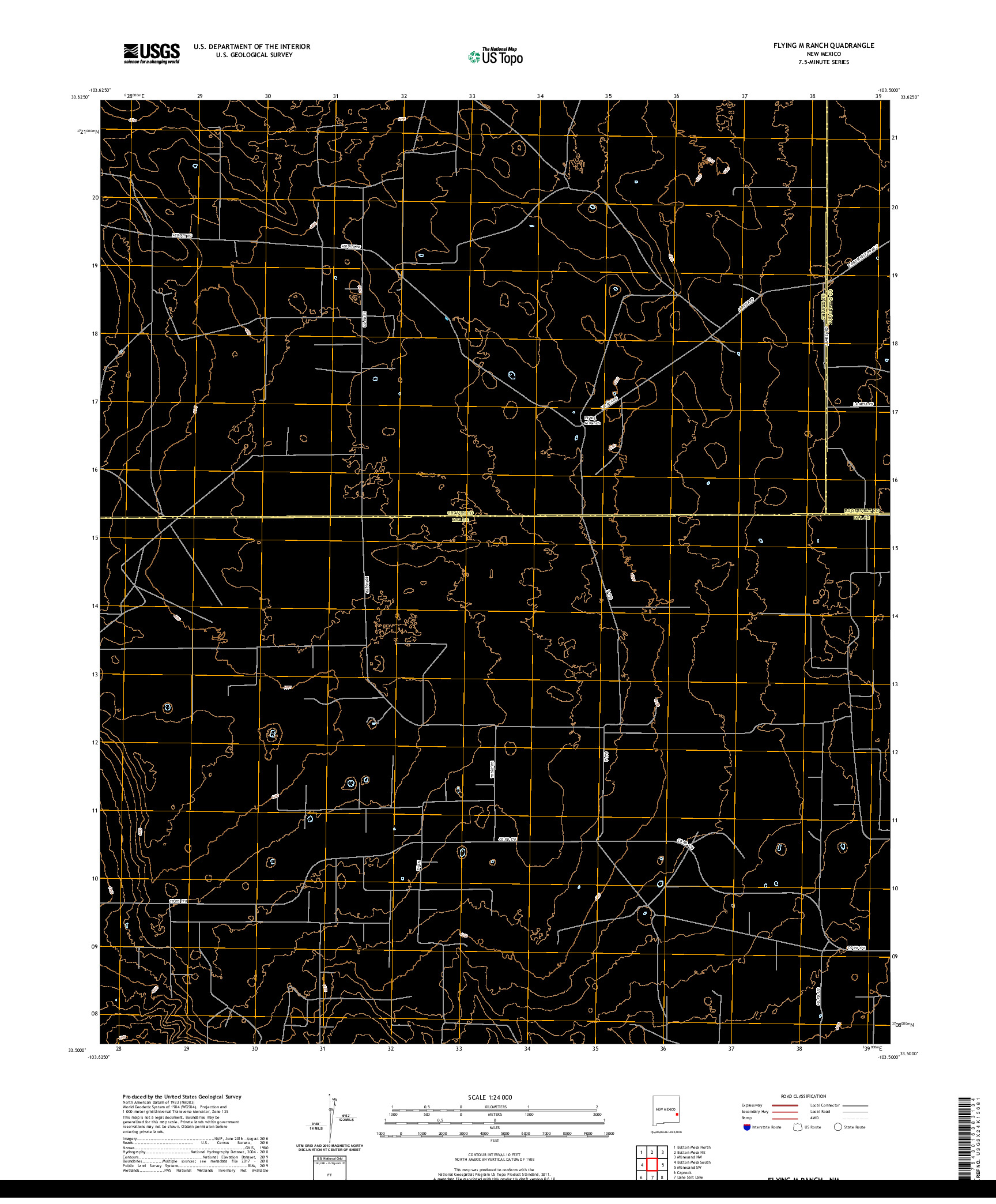 USGS US TOPO 7.5-MINUTE MAP FOR FLYING M RANCH, NM 2020
