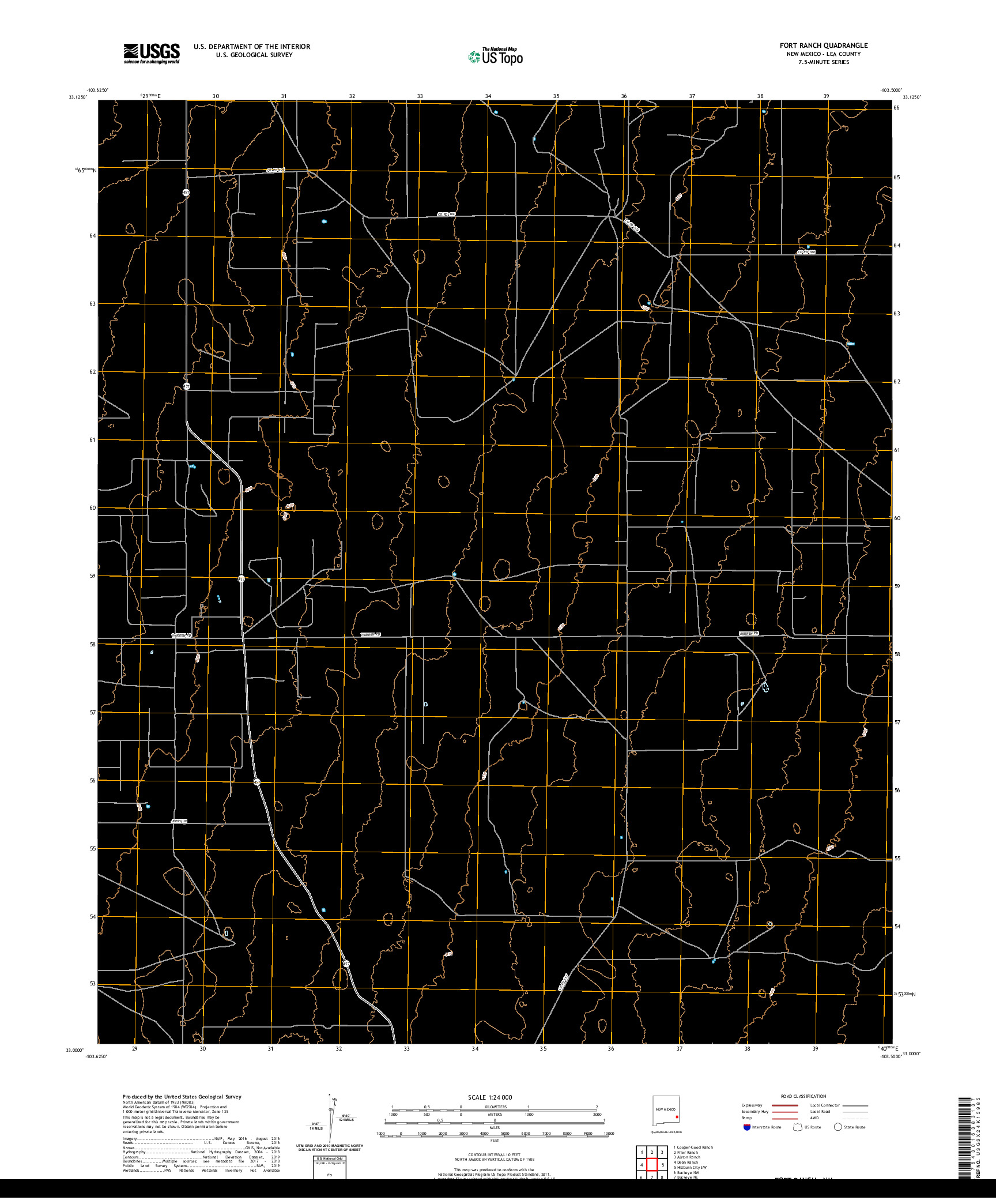 USGS US TOPO 7.5-MINUTE MAP FOR FORT RANCH, NM 2020