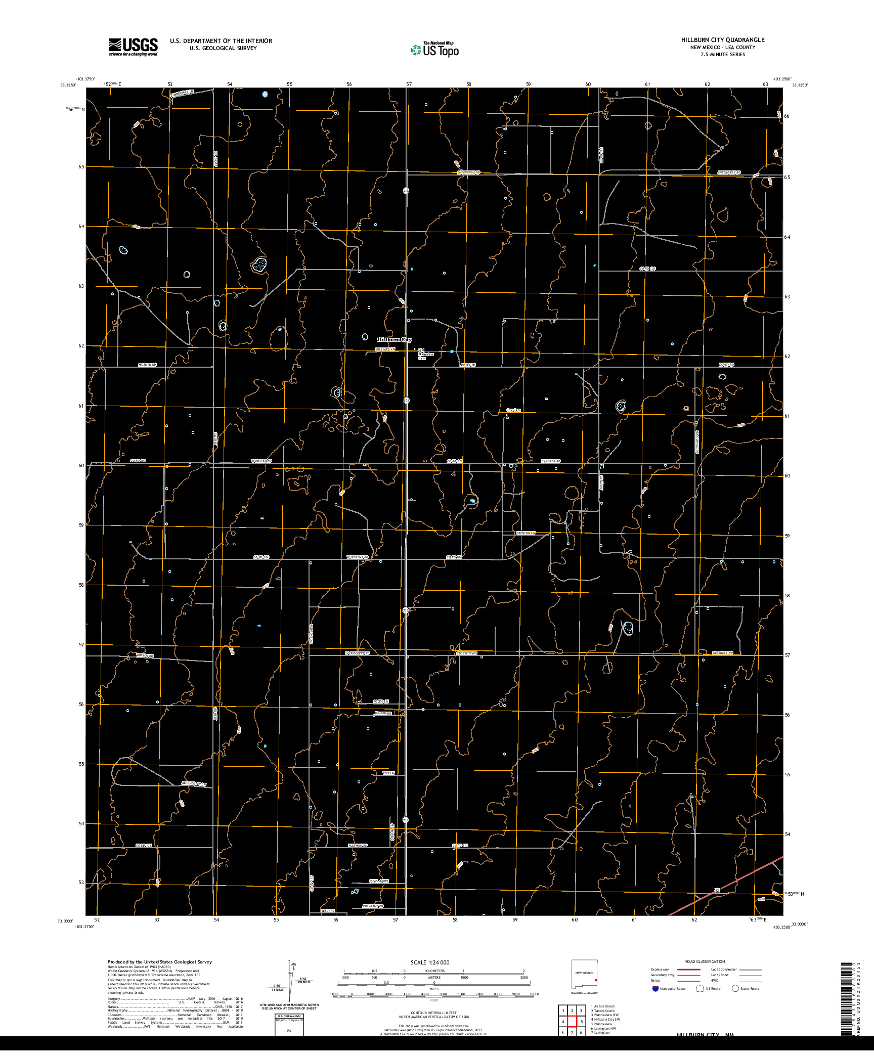 USGS US TOPO 7.5-MINUTE MAP FOR HILLBURN CITY, NM 2020