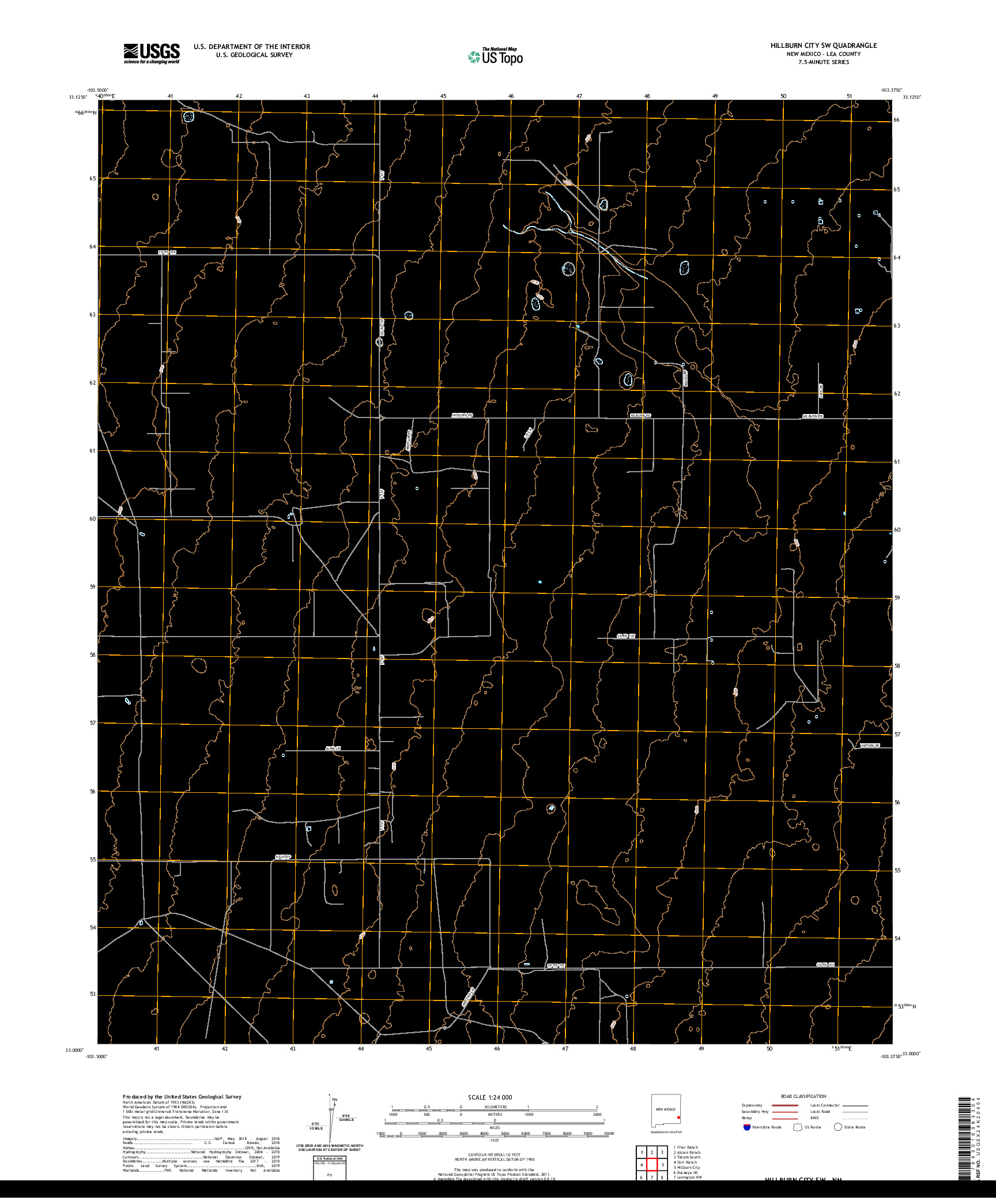 USGS US TOPO 7.5-MINUTE MAP FOR HILLBURN CITY SW, NM 2020