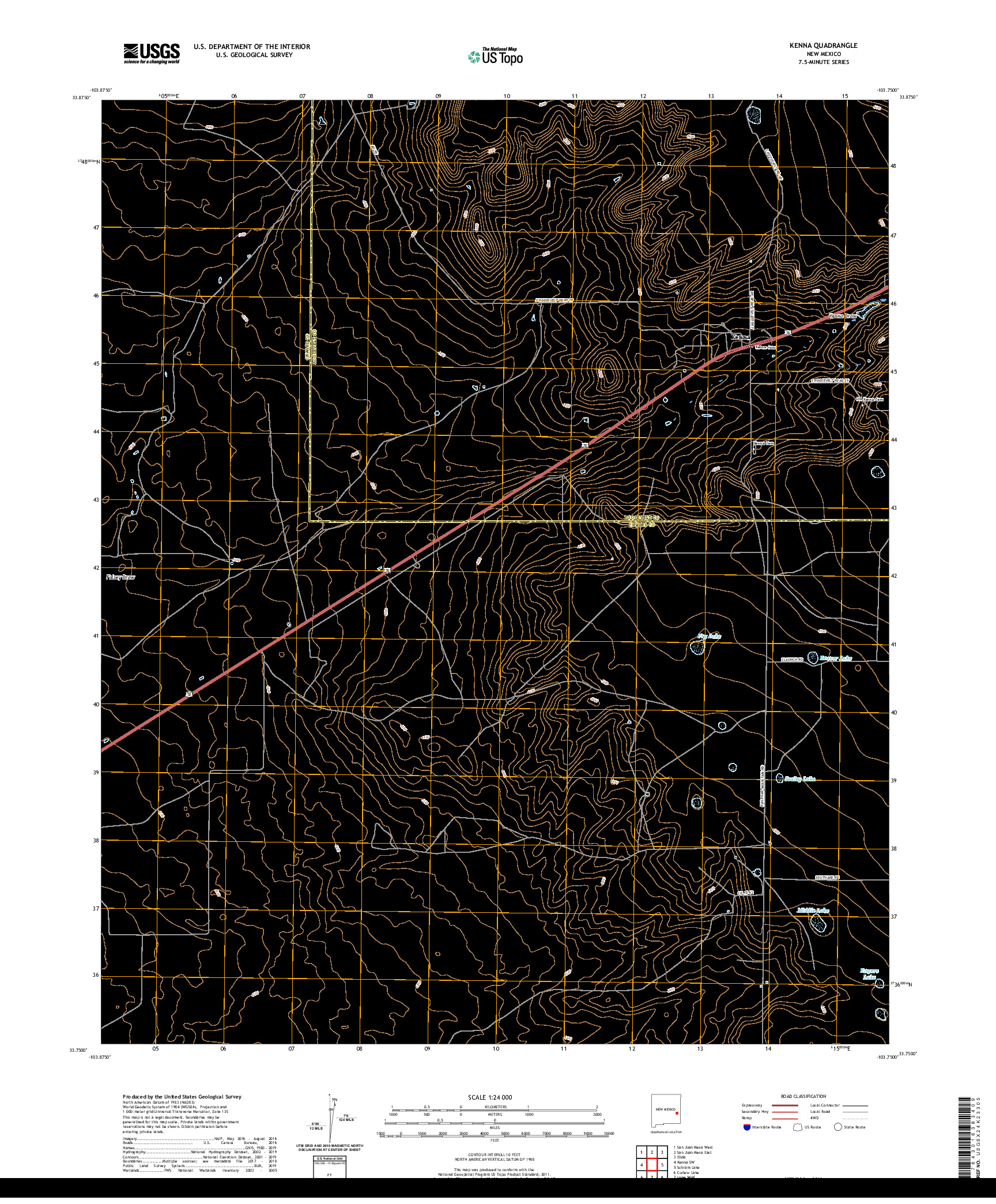 USGS US TOPO 7.5-MINUTE MAP FOR KENNA, NM 2020