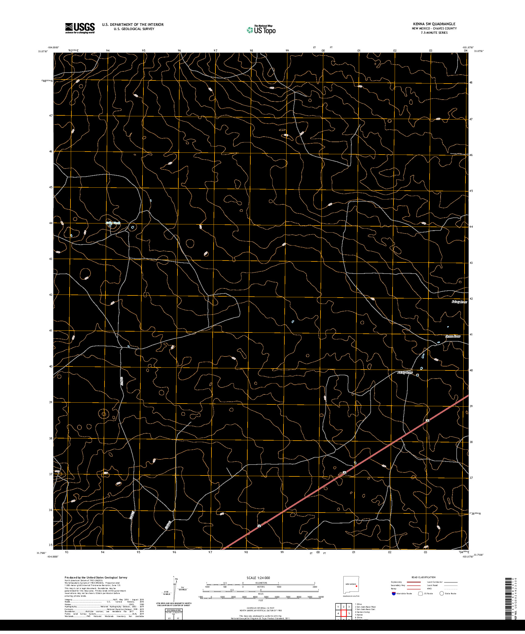 USGS US TOPO 7.5-MINUTE MAP FOR KENNA SW, NM 2020