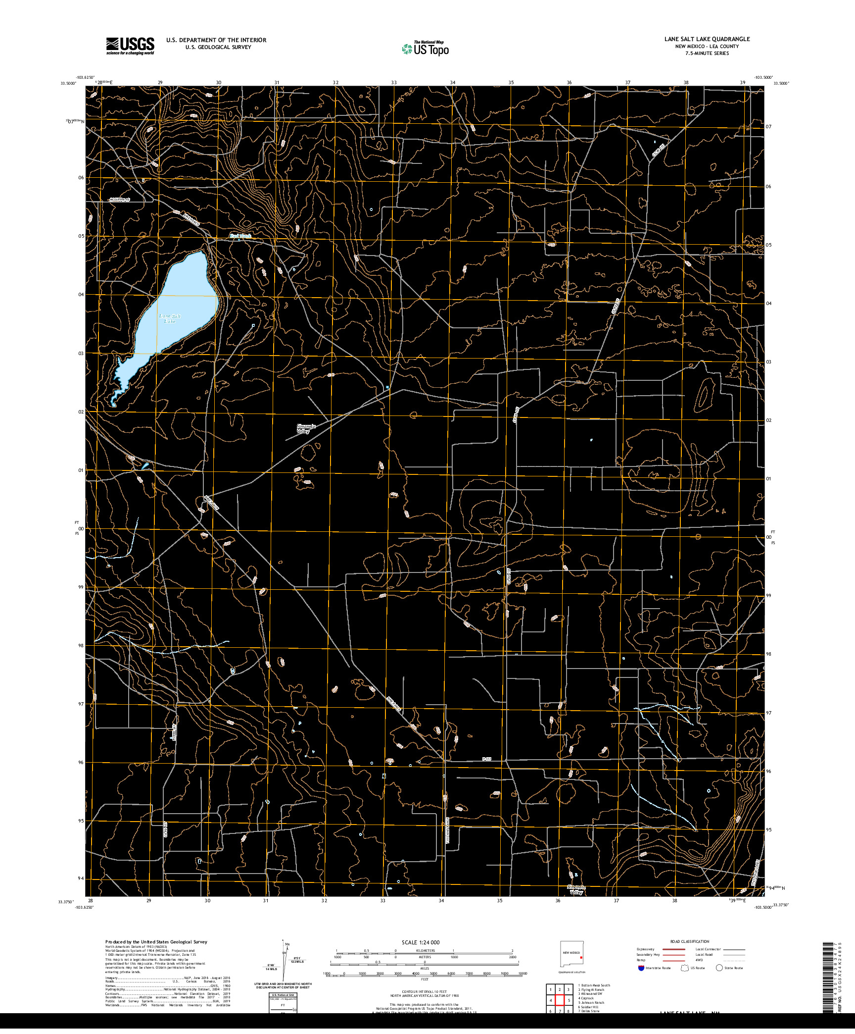 USGS US TOPO 7.5-MINUTE MAP FOR LANE SALT LAKE, NM 2020