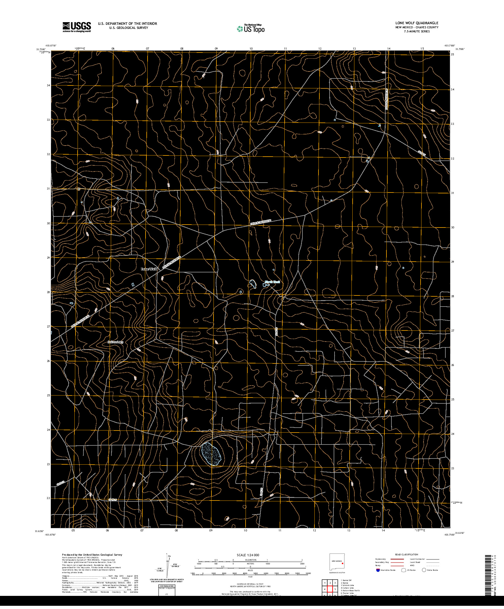 USGS US TOPO 7.5-MINUTE MAP FOR LONE WOLF, NM 2020