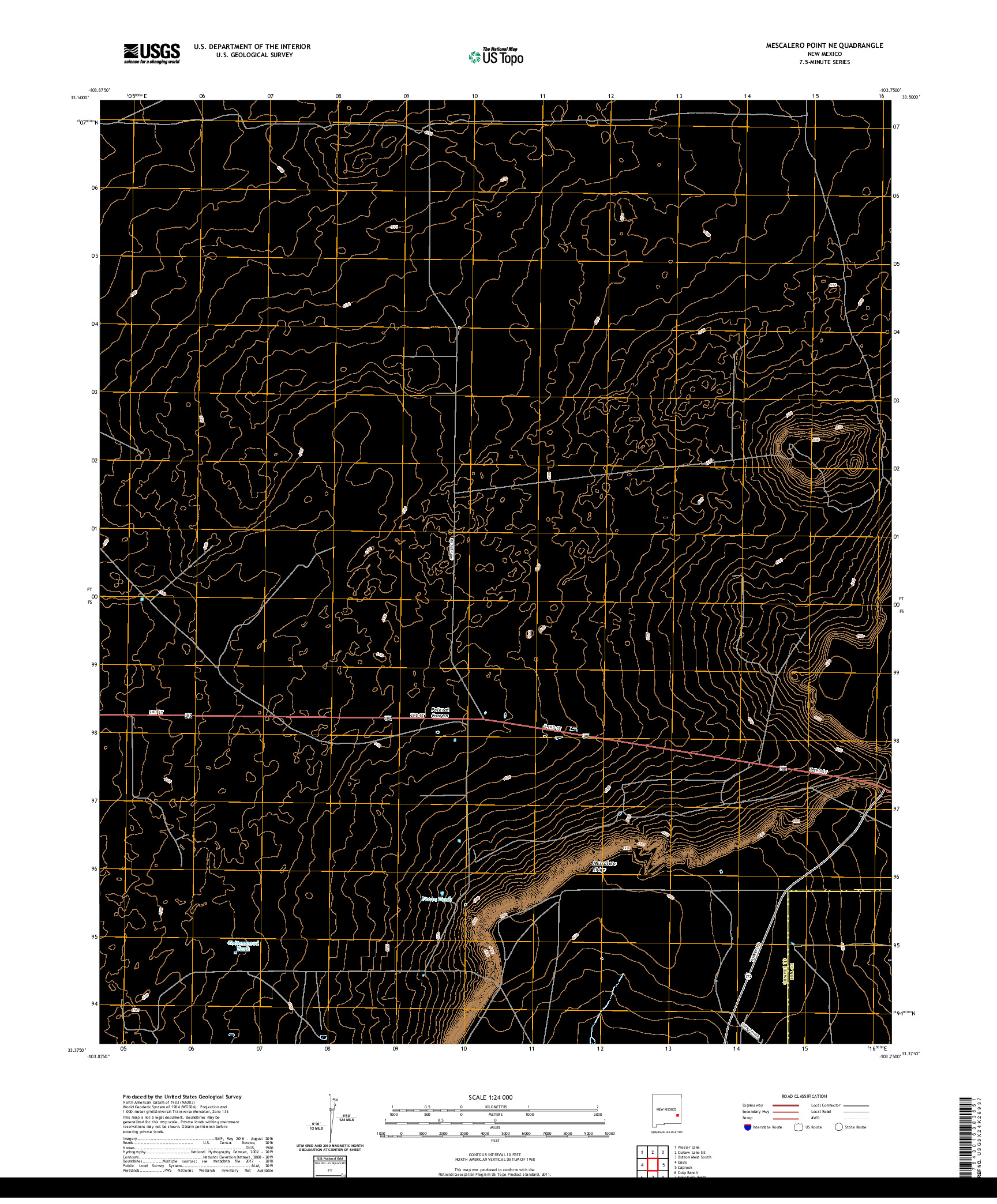 USGS US TOPO 7.5-MINUTE MAP FOR MESCALERO POINT NE, NM 2020