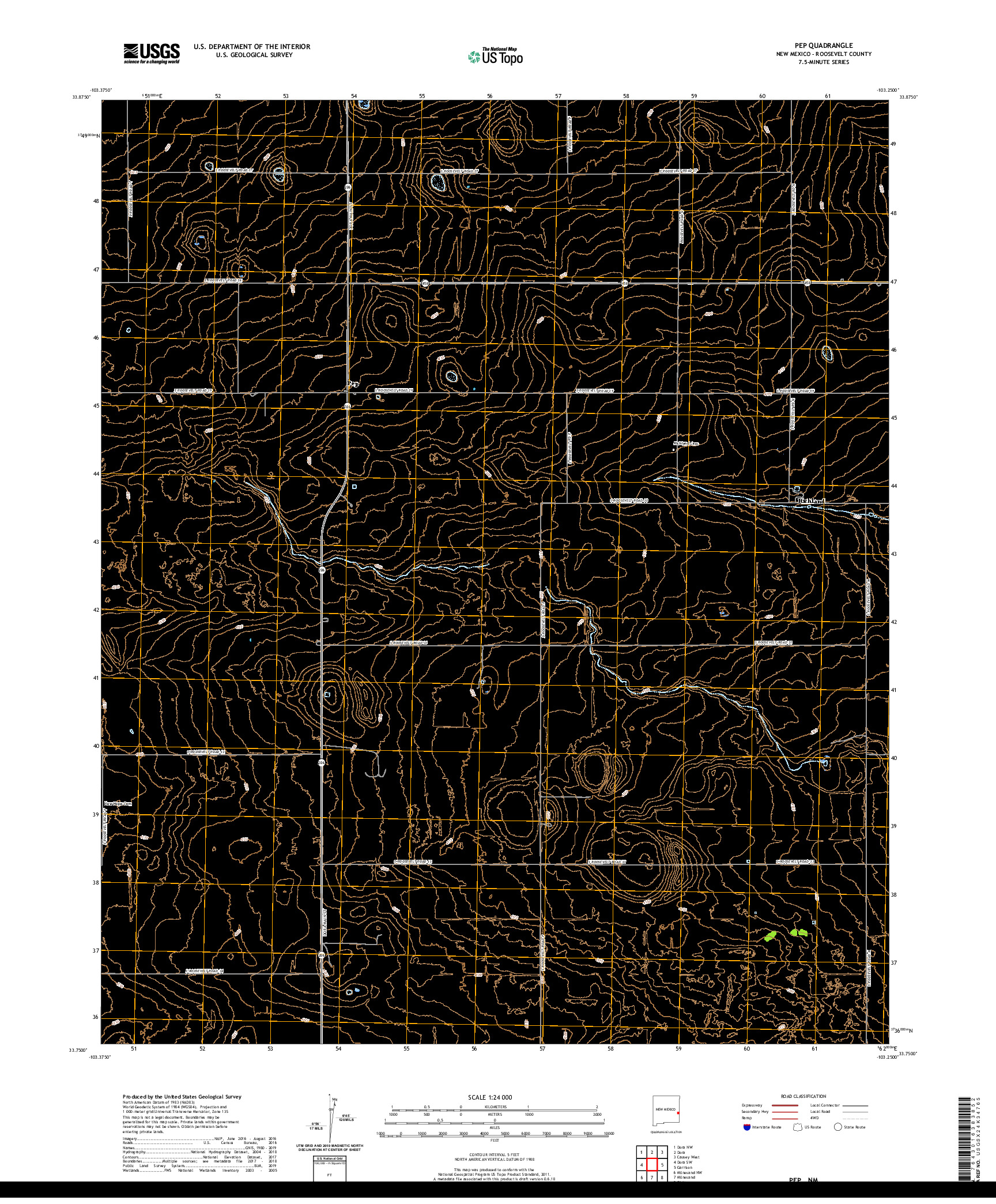 USGS US TOPO 7.5-MINUTE MAP FOR PEP, NM 2020