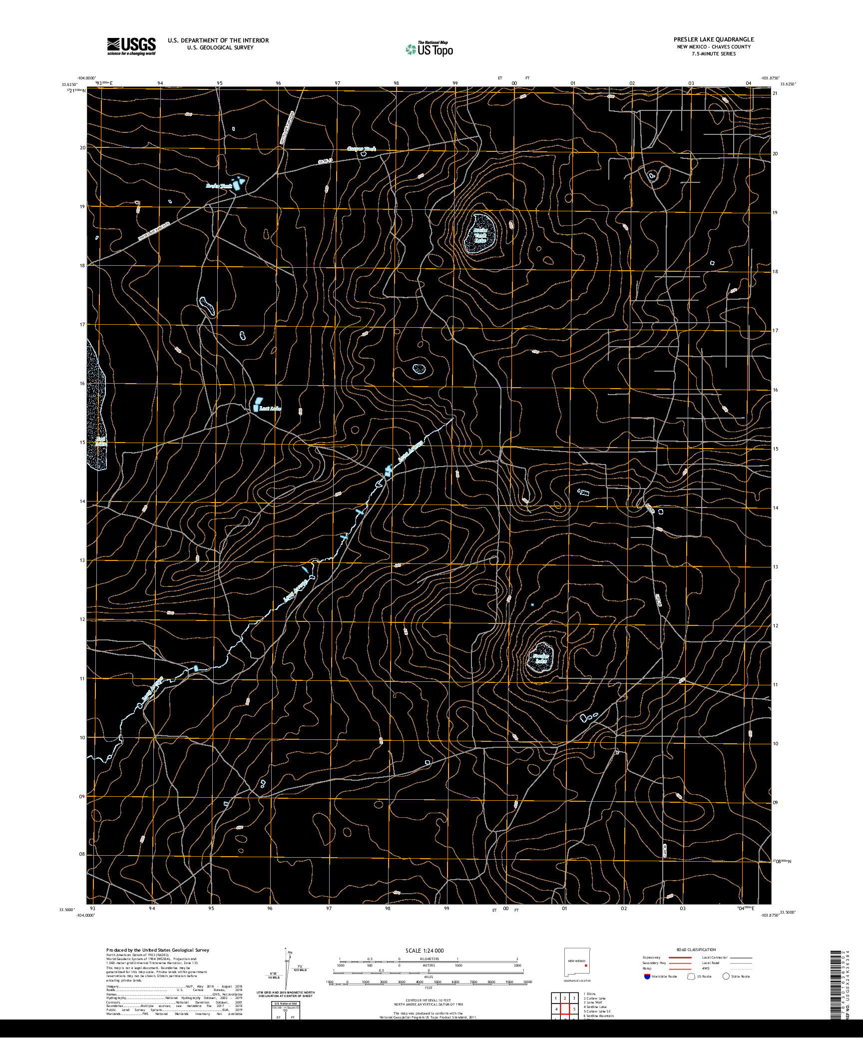 USGS US TOPO 7.5-MINUTE MAP FOR PRESLER LAKE, NM 2020