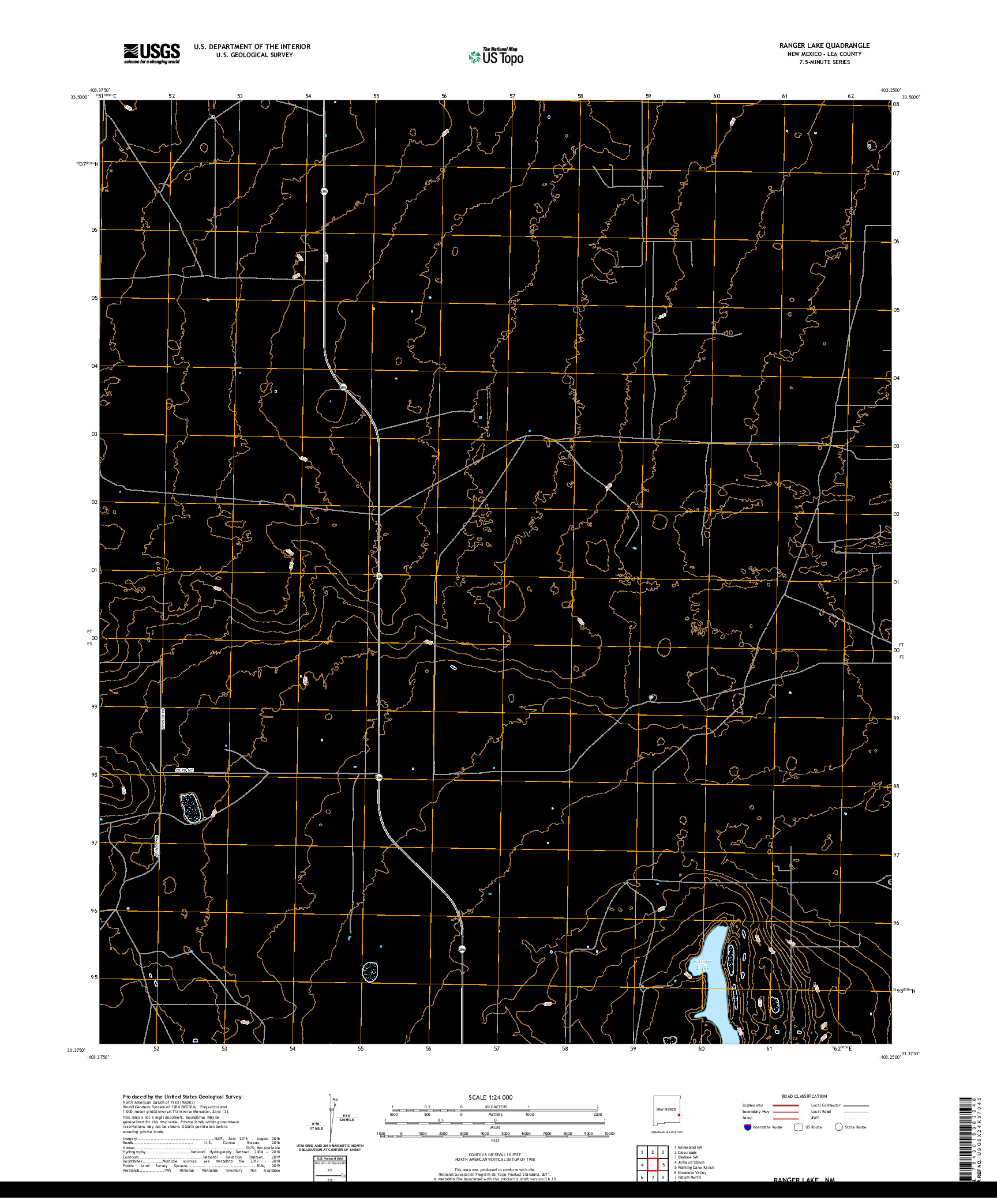 USGS US TOPO 7.5-MINUTE MAP FOR RANGER LAKE, NM 2020