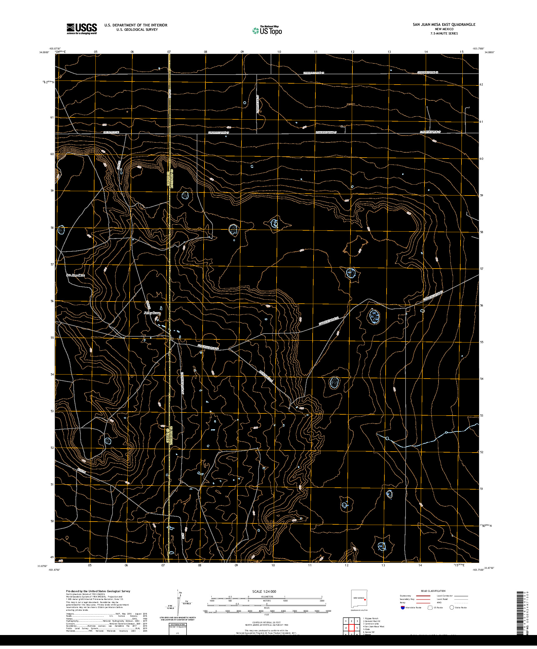 USGS US TOPO 7.5-MINUTE MAP FOR SAN JUAN MESA EAST, NM 2020