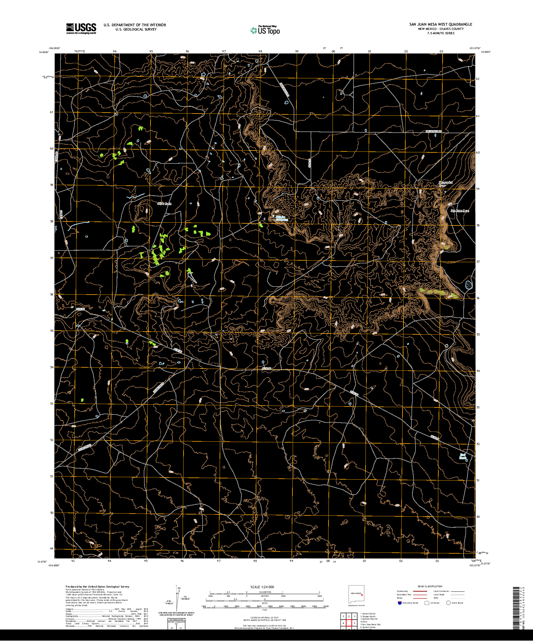 USGS US TOPO 7.5-MINUTE MAP FOR SAN JUAN MESA WEST, NM 2020