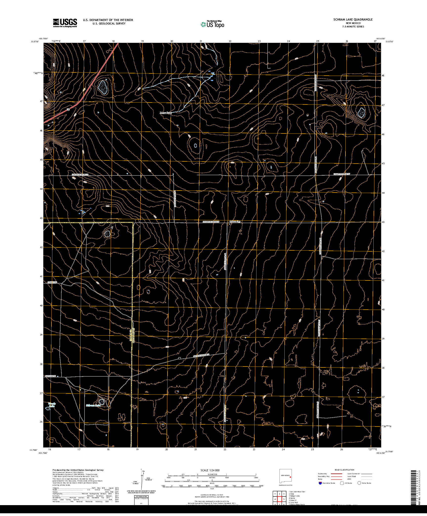 USGS US TOPO 7.5-MINUTE MAP FOR SCHRAM LAKE, NM 2020