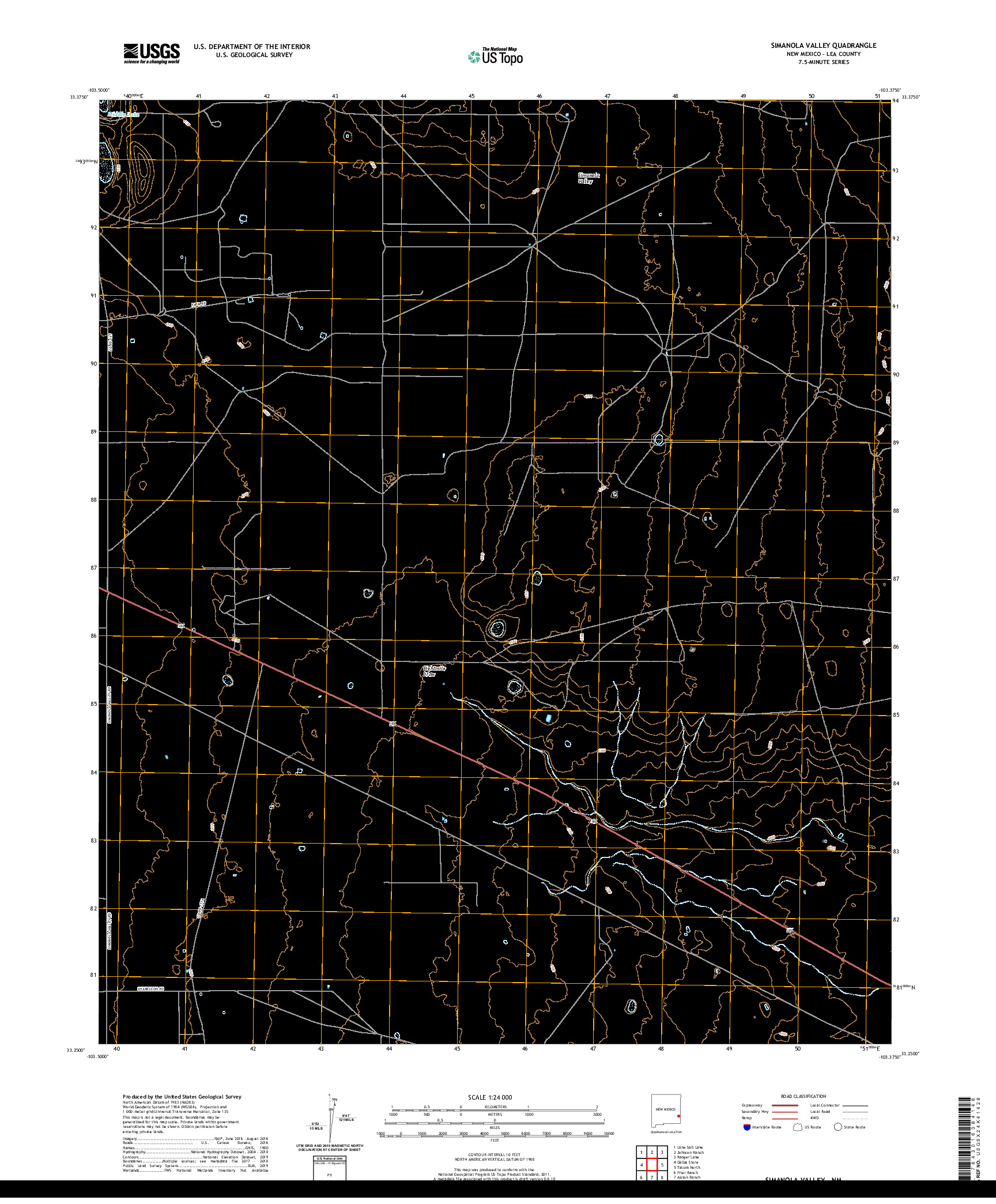 USGS US TOPO 7.5-MINUTE MAP FOR SIMANOLA VALLEY, NM 2020