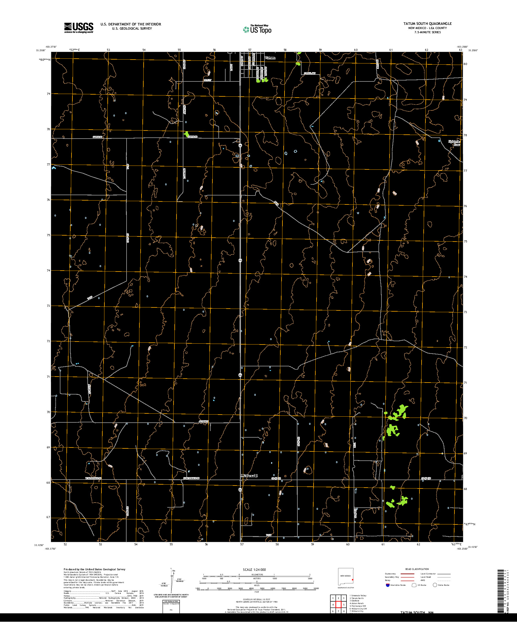 USGS US TOPO 7.5-MINUTE MAP FOR TATUM SOUTH, NM 2020