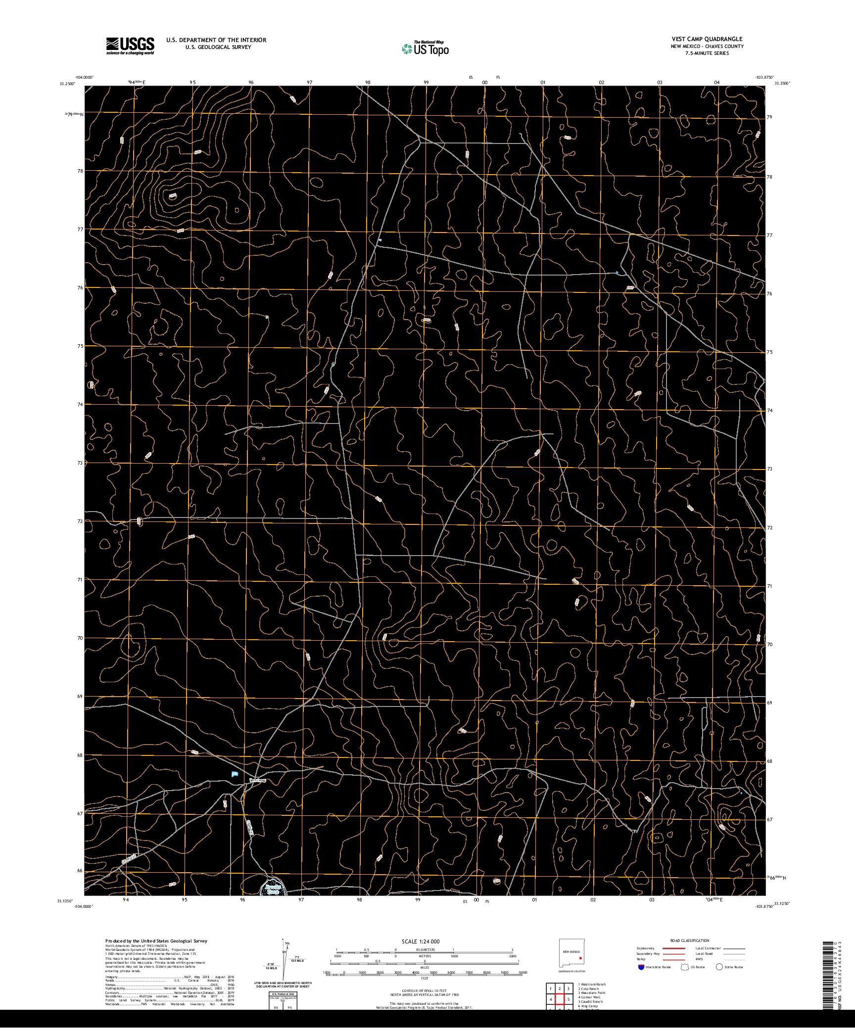 USGS US TOPO 7.5-MINUTE MAP FOR VEST CAMP, NM 2020