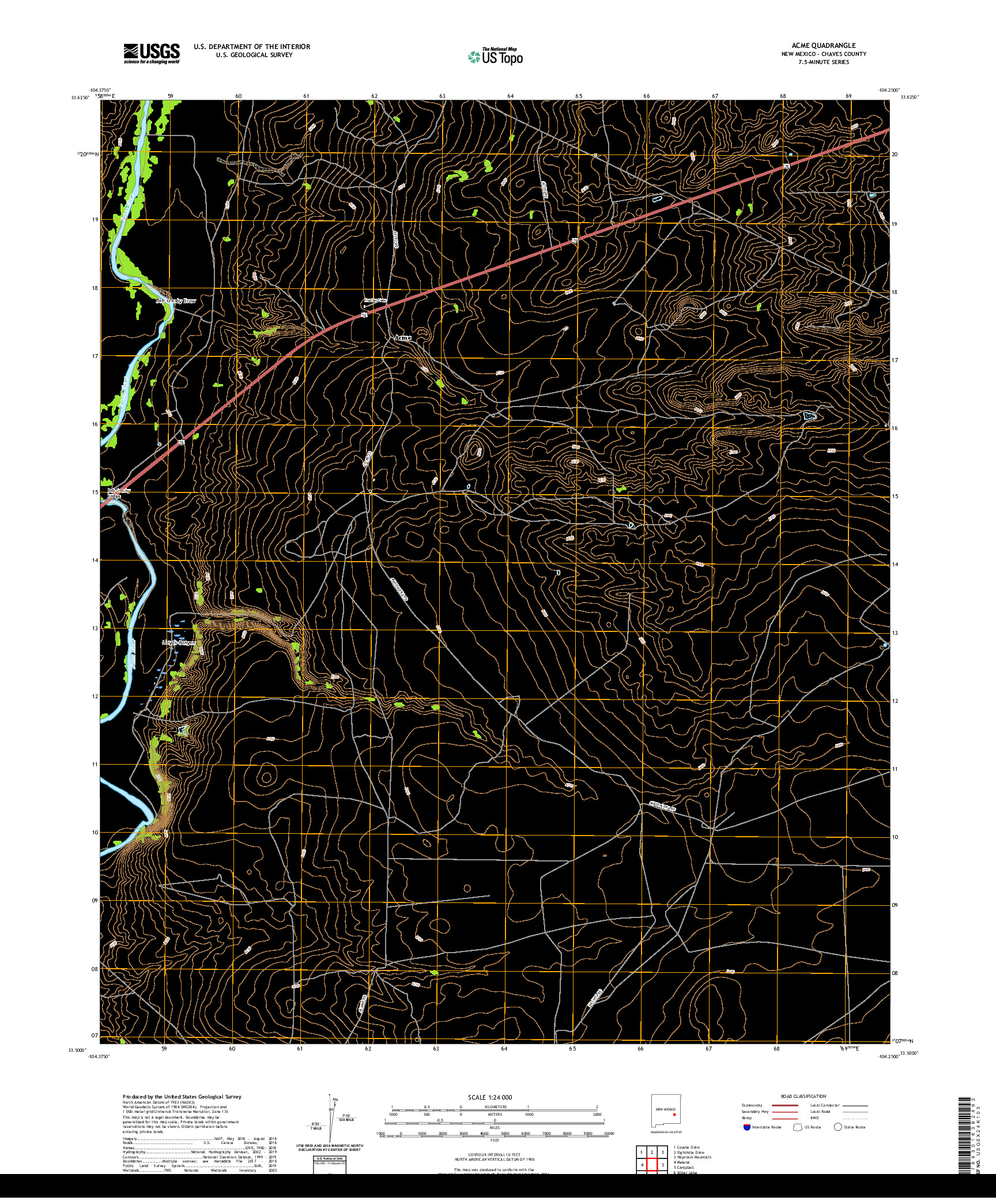 USGS US TOPO 7.5-MINUTE MAP FOR ACME, NM 2020