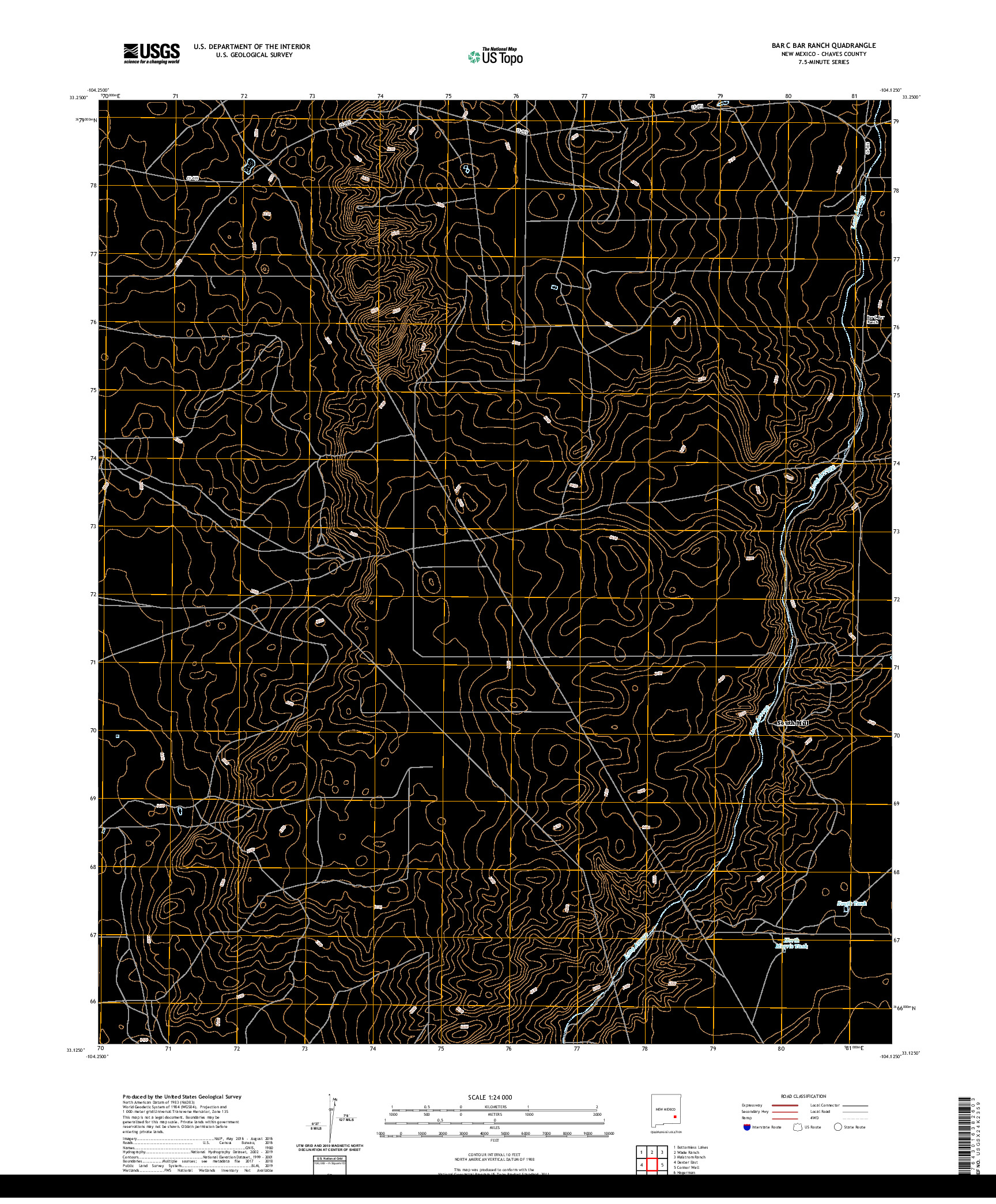 USGS US TOPO 7.5-MINUTE MAP FOR BAR C BAR RANCH, NM 2020