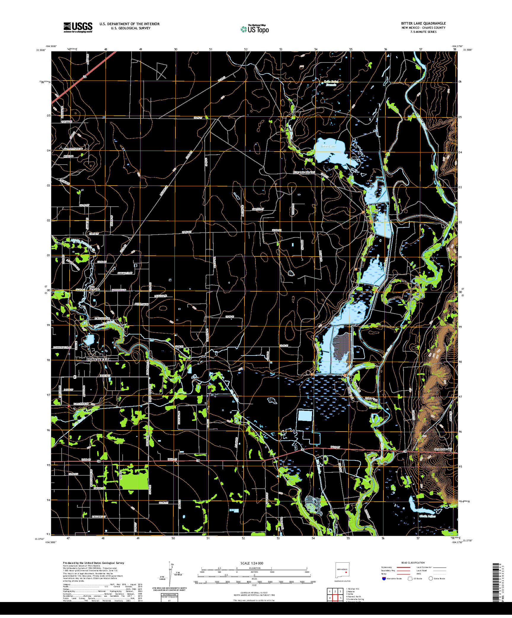USGS US TOPO 7.5-MINUTE MAP FOR BITTER LAKE, NM 2020