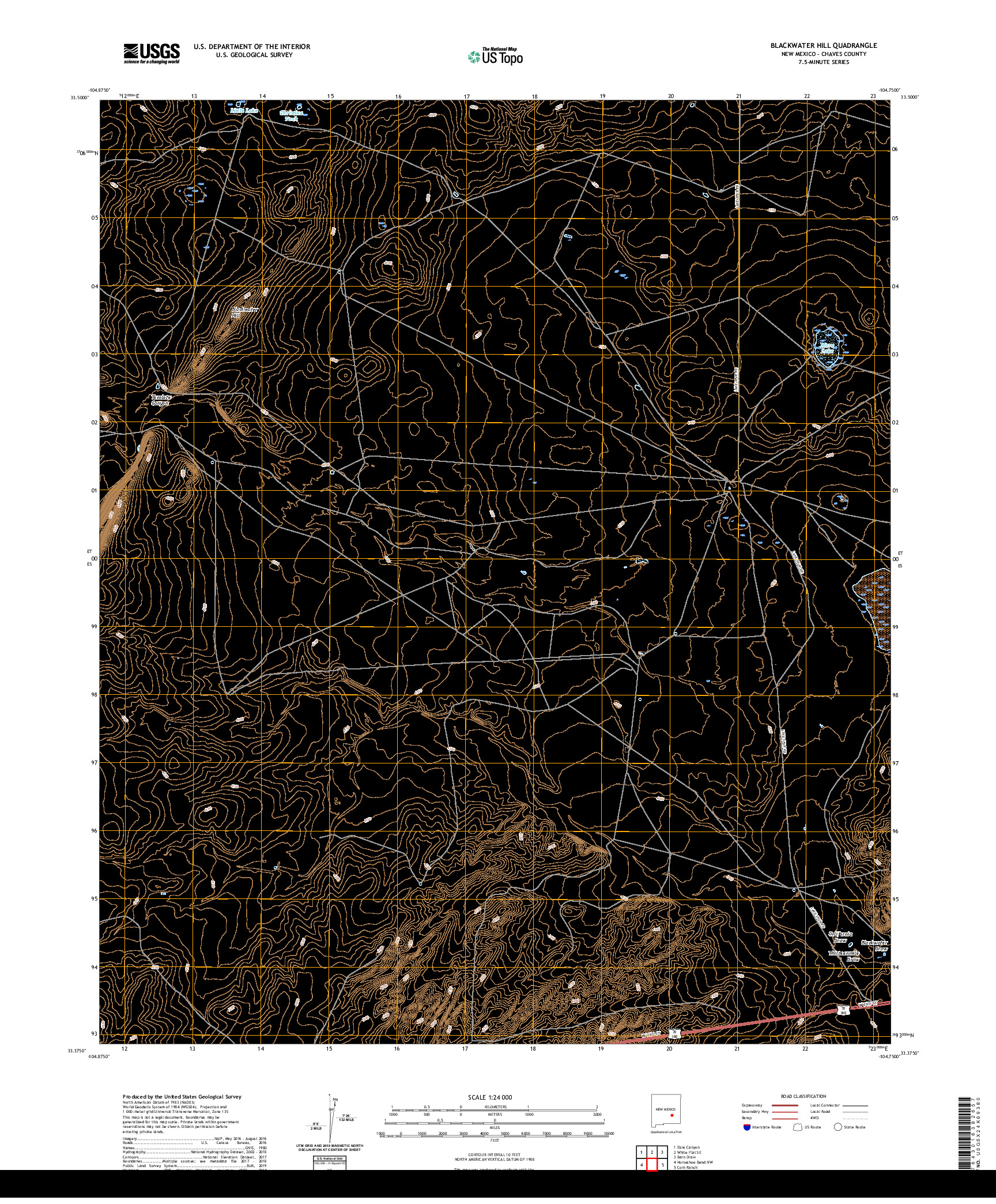 USGS US TOPO 7.5-MINUTE MAP FOR BLACKWATER HILL, NM 2020