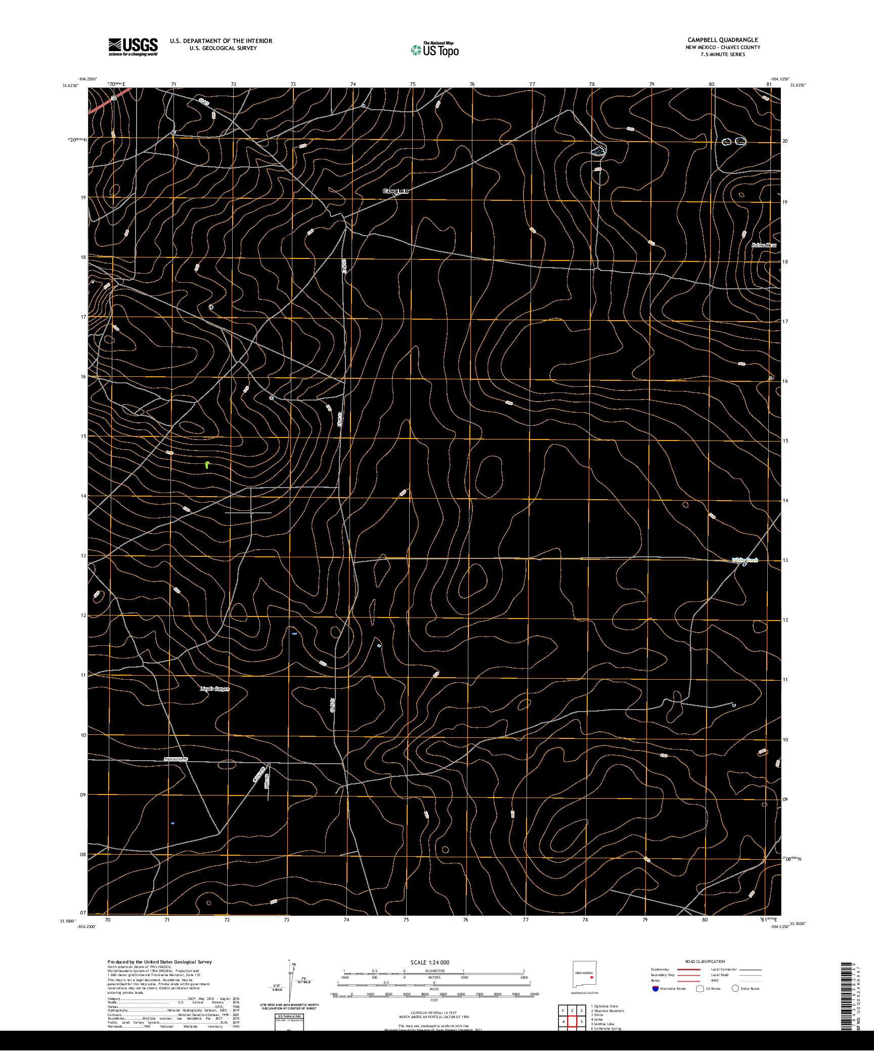 USGS US TOPO 7.5-MINUTE MAP FOR CAMPBELL, NM 2020