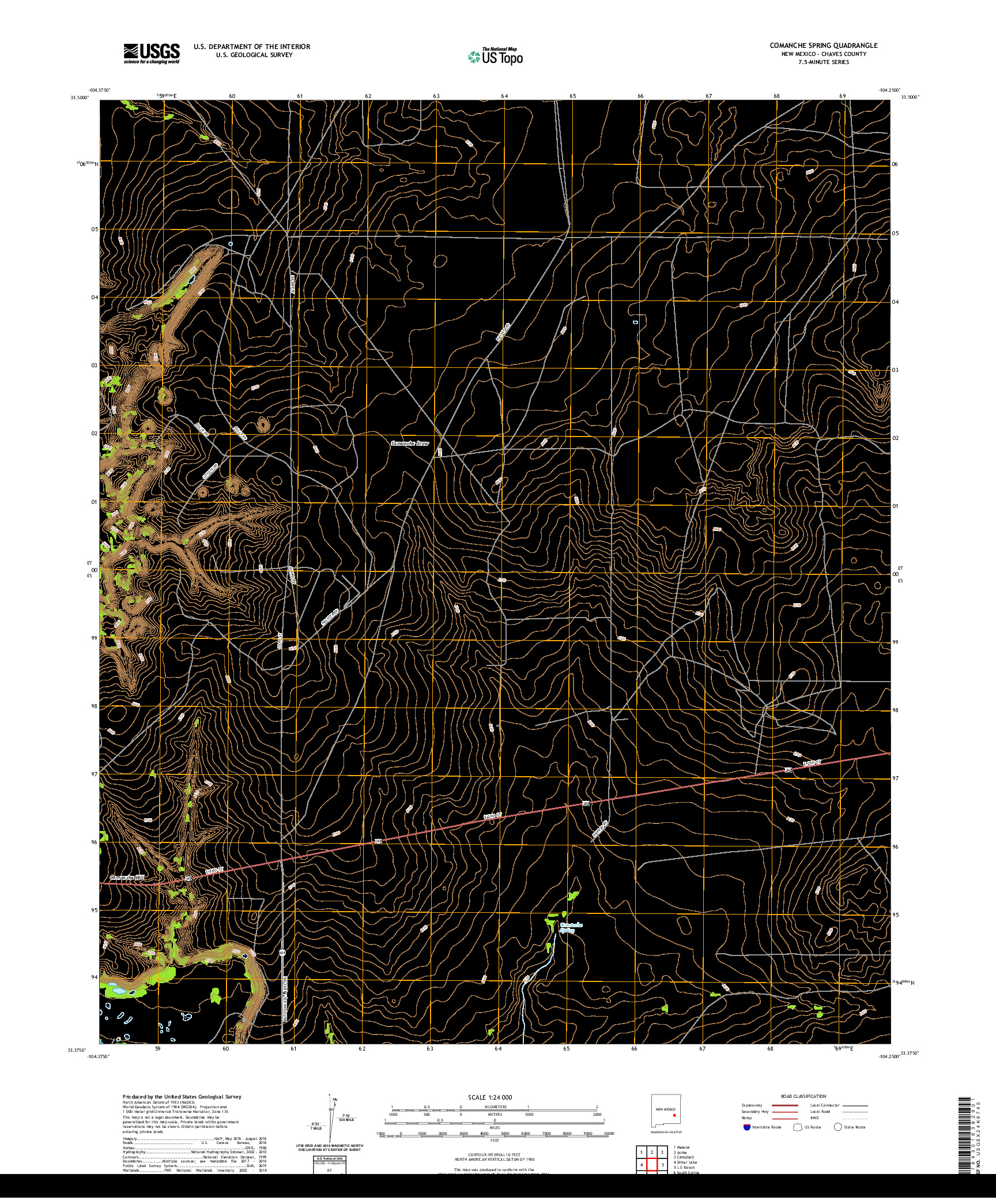 USGS US TOPO 7.5-MINUTE MAP FOR COMANCHE SPRING, NM 2020