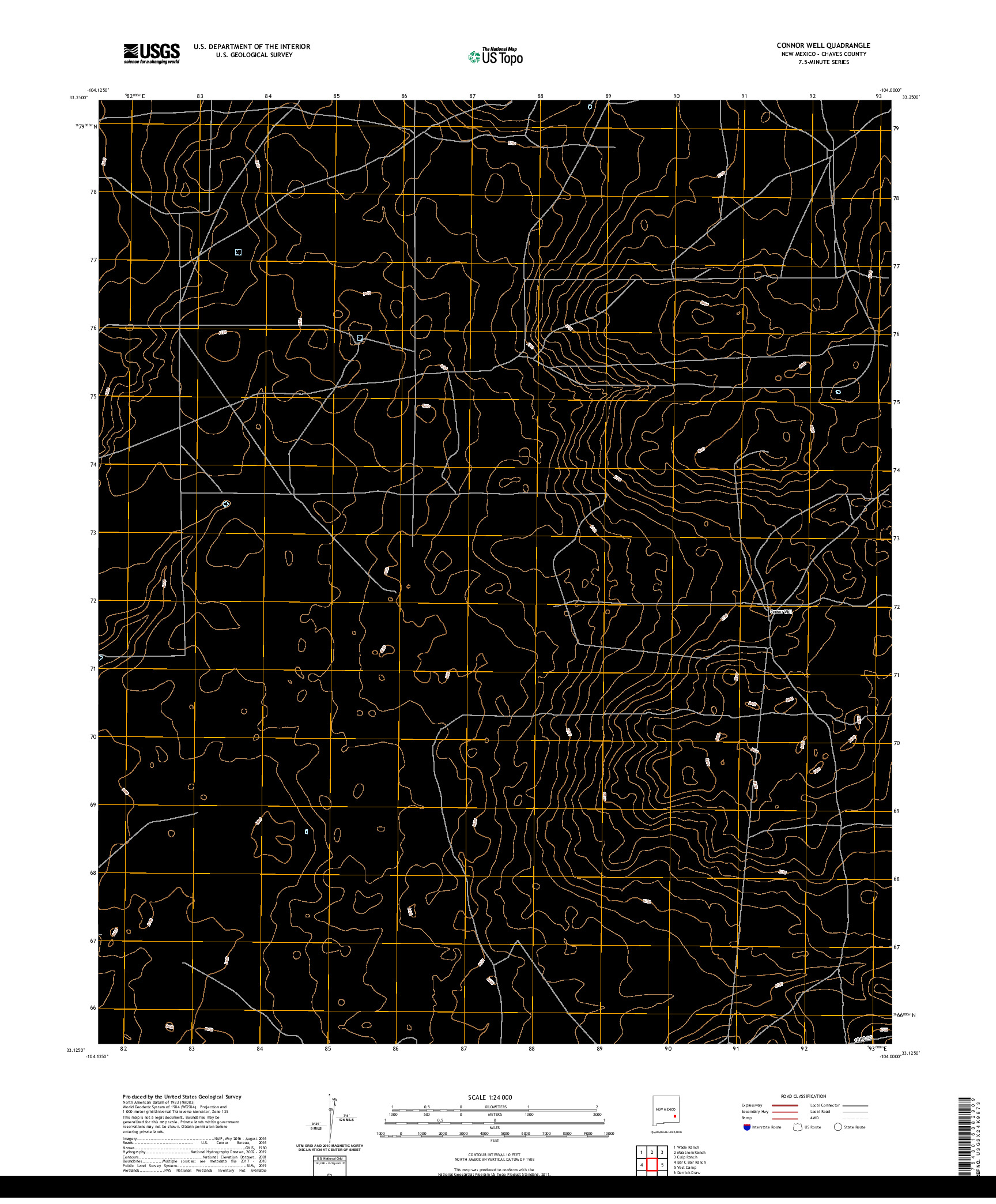 USGS US TOPO 7.5-MINUTE MAP FOR CONNOR WELL, NM 2020