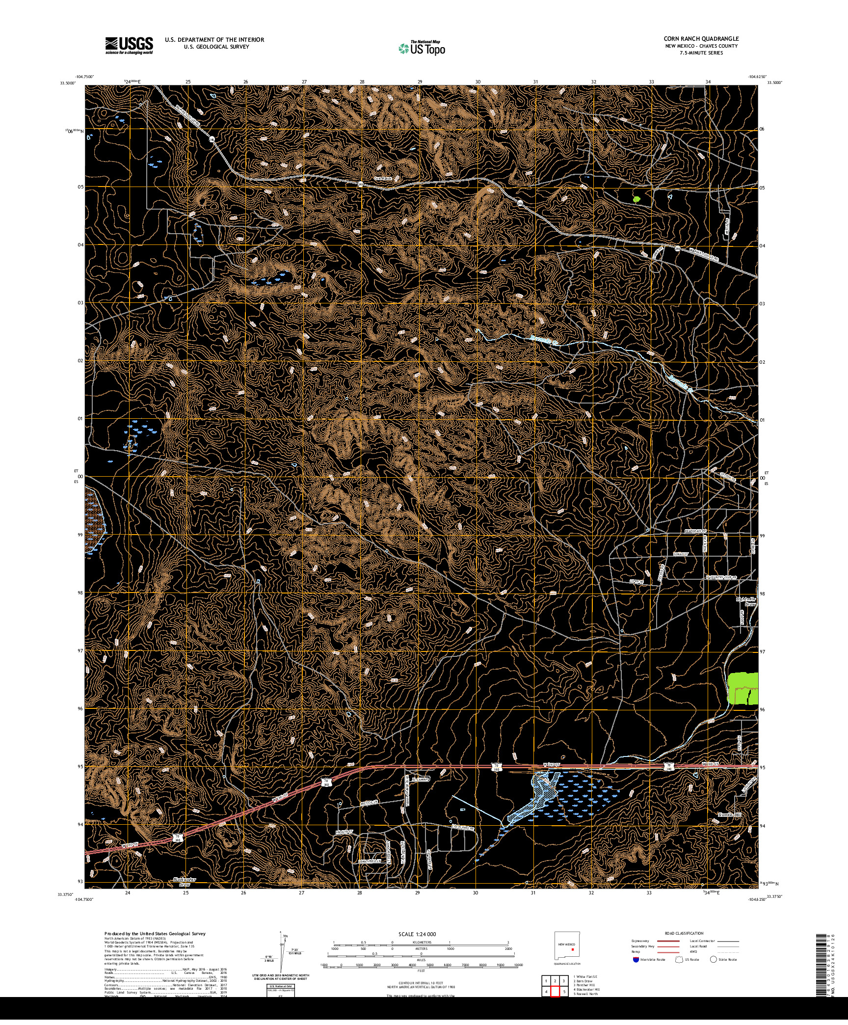 USGS US TOPO 7.5-MINUTE MAP FOR CORN RANCH, NM 2020