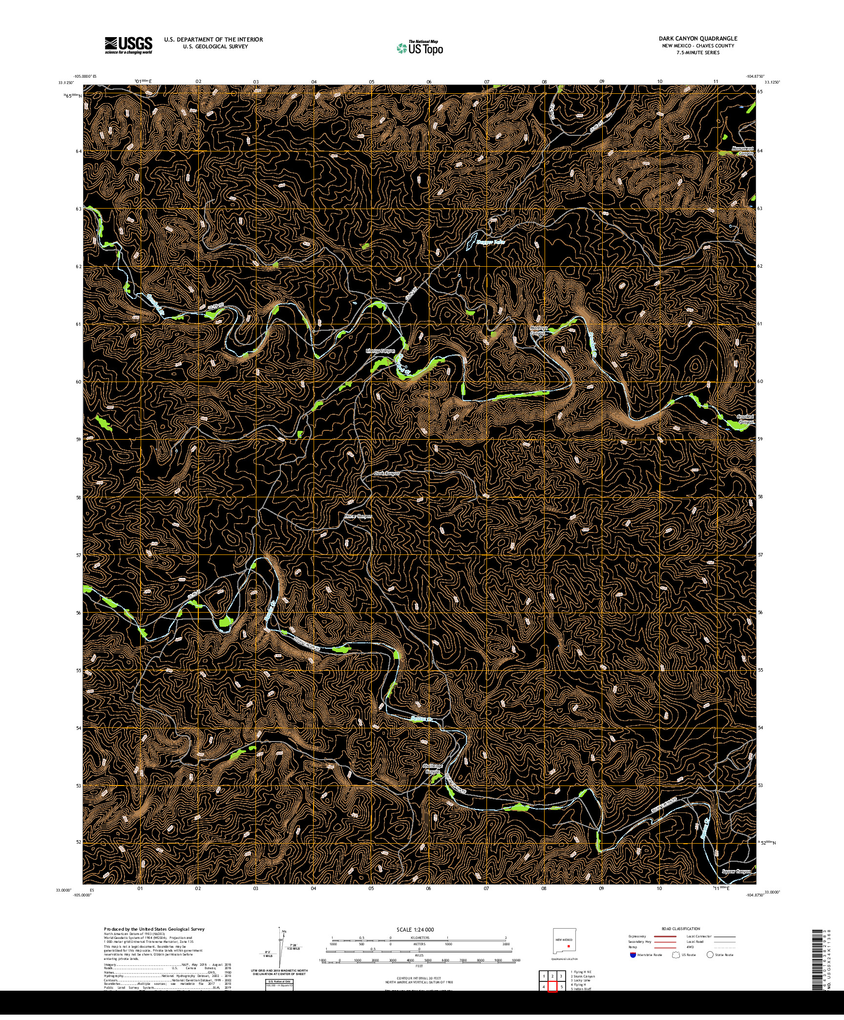 USGS US TOPO 7.5-MINUTE MAP FOR DARK CANYON, NM 2020