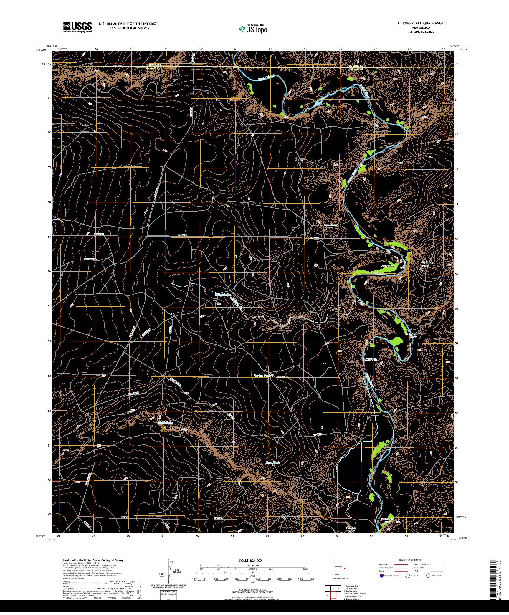 USGS US TOPO 7.5-MINUTE MAP FOR DEERING PLACE, NM 2020