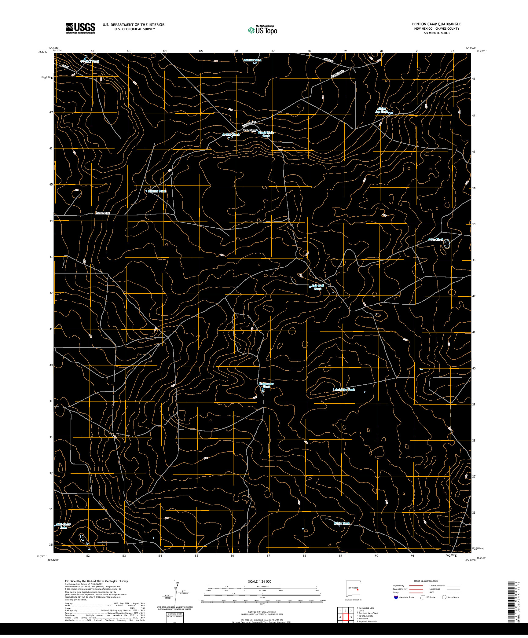 USGS US TOPO 7.5-MINUTE MAP FOR DENTON CAMP, NM 2020