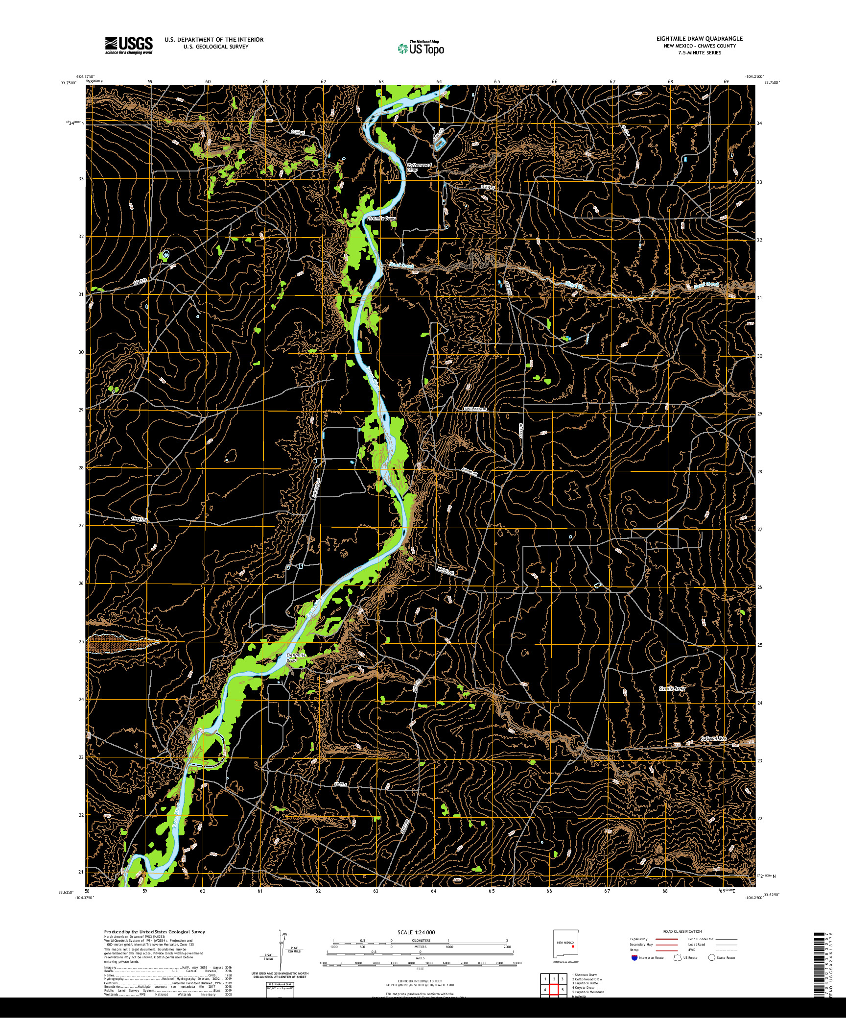 USGS US TOPO 7.5-MINUTE MAP FOR EIGHTMILE DRAW, NM 2020