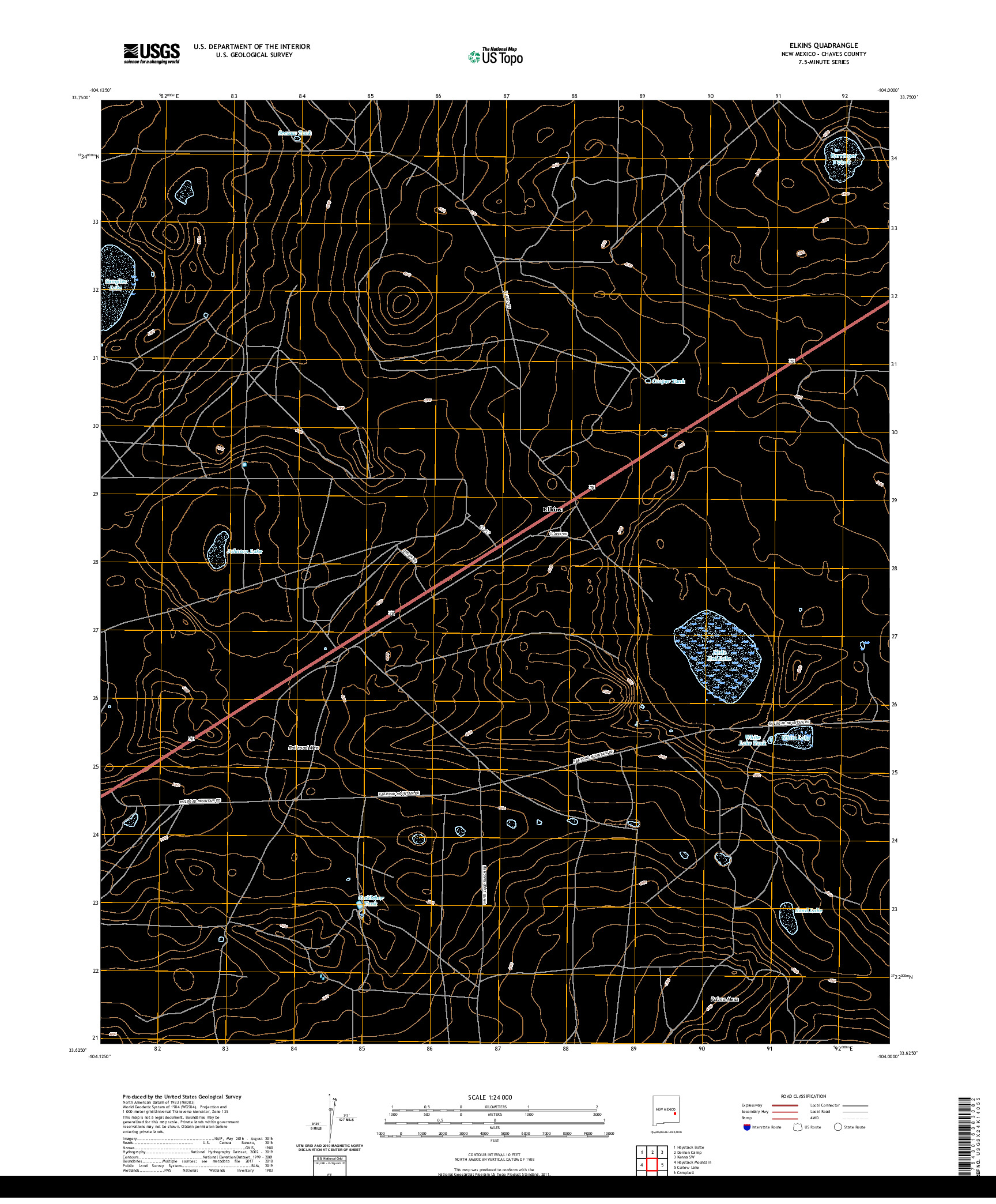 USGS US TOPO 7.5-MINUTE MAP FOR ELKINS, NM 2020