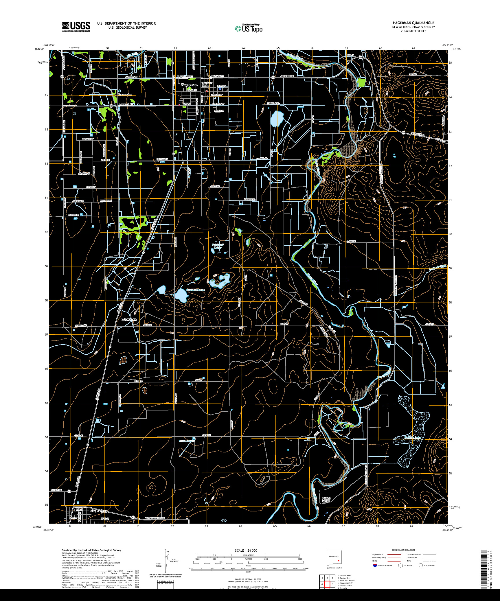 USGS US TOPO 7.5-MINUTE MAP FOR HAGERMAN, NM 2020