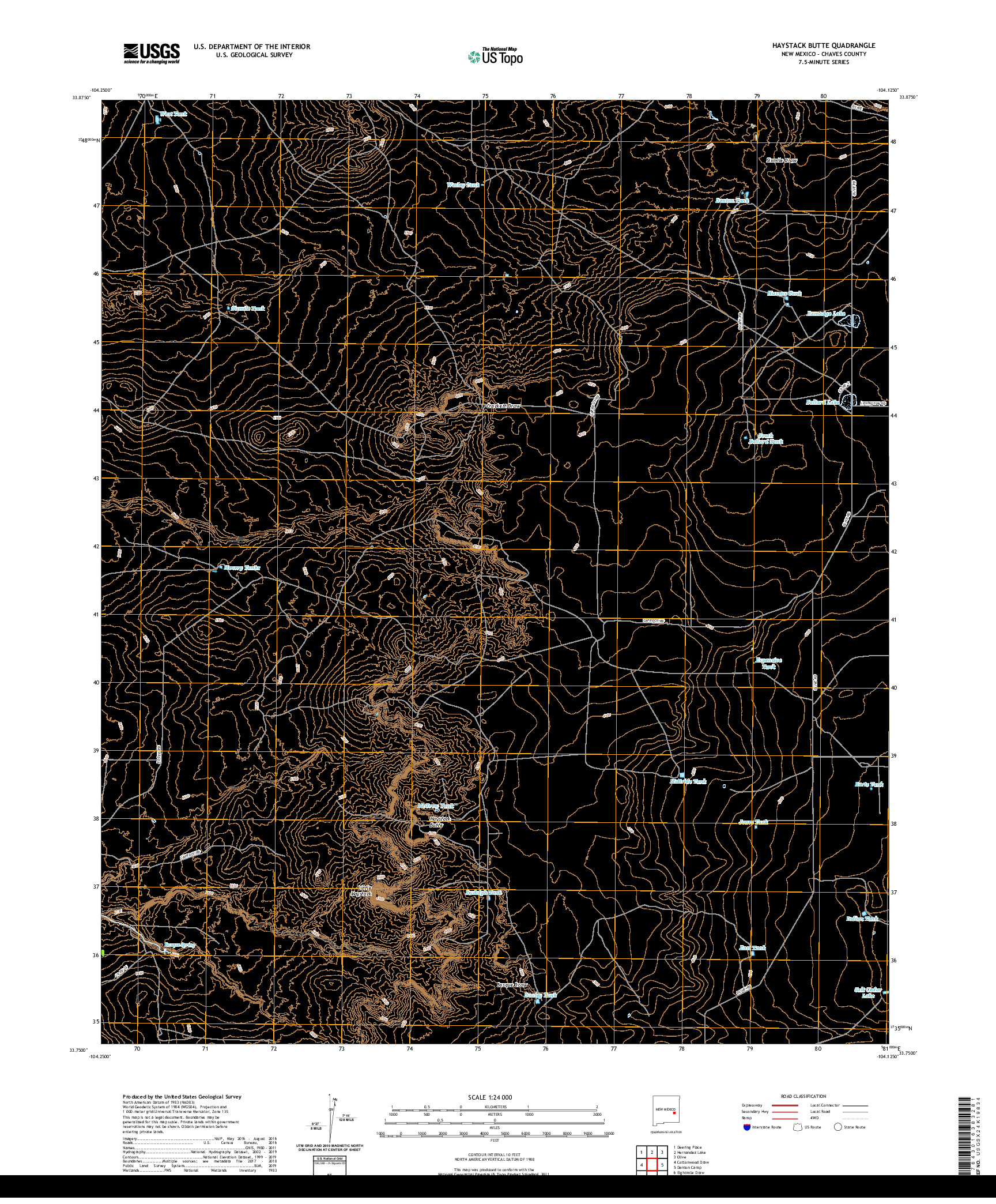 USGS US TOPO 7.5-MINUTE MAP FOR HAYSTACK BUTTE, NM 2020