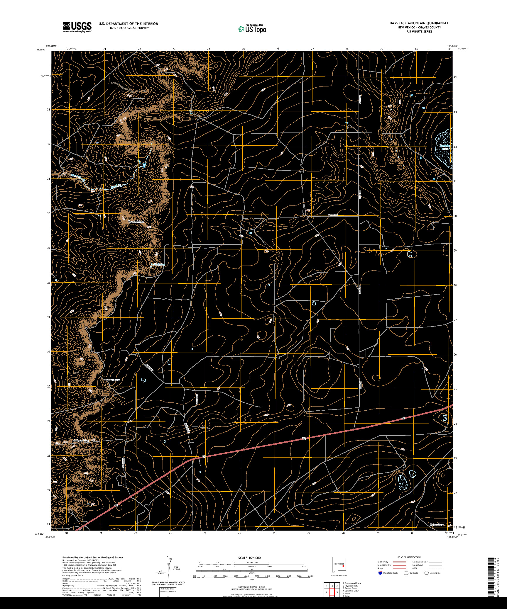 USGS US TOPO 7.5-MINUTE MAP FOR HAYSTACK MOUNTAIN, NM 2020